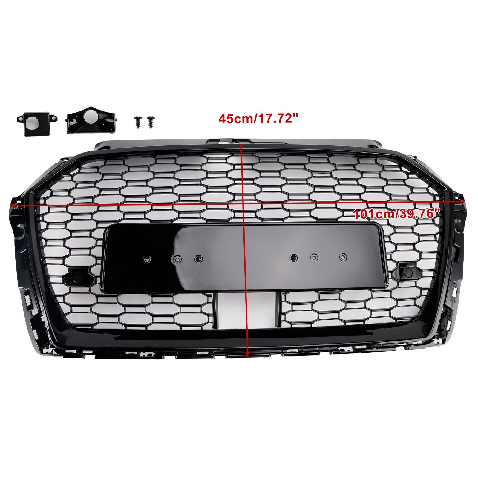 Parrilla delantera tipo panal estilo RS3 para Audi A3 S3 2017-2019 W/ACC negro