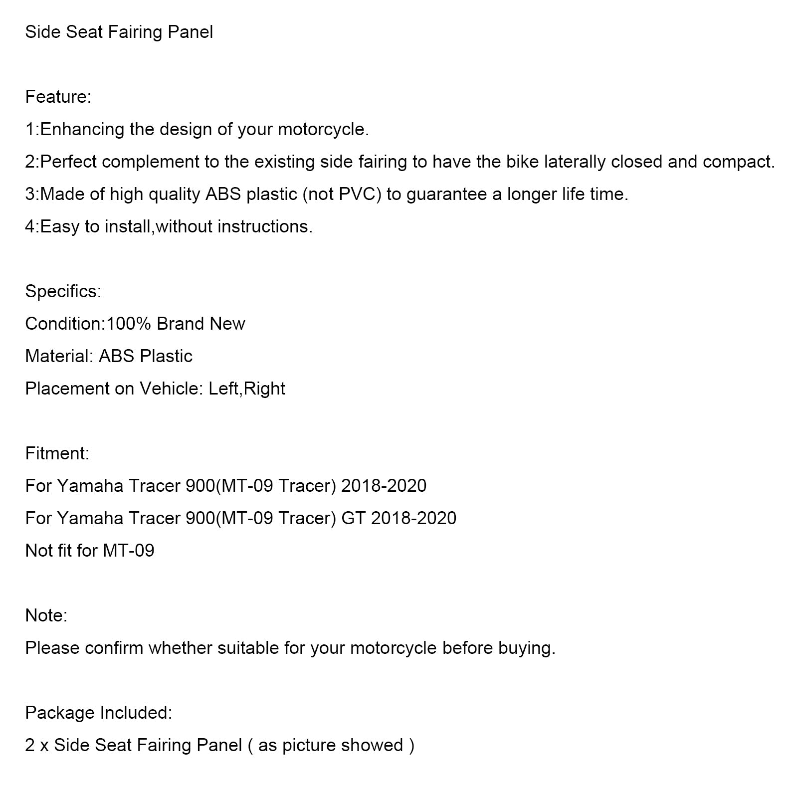 Yamaha Tracer 900/GT 2018-2020: n takaistuimen messut