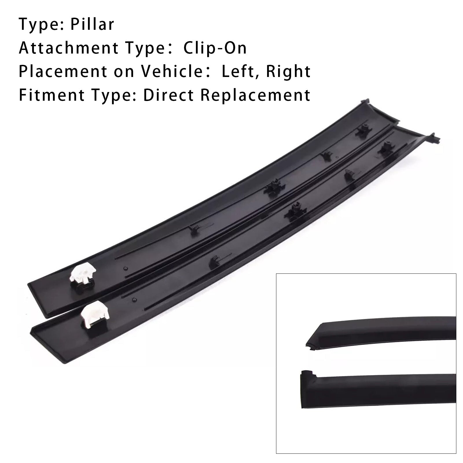 Garniture de porte gauche et droite pour Honda Civic 2/3 portes coupé et hayon 1992-1995, ensemble de châssis de montant SLJ-1173A-BK