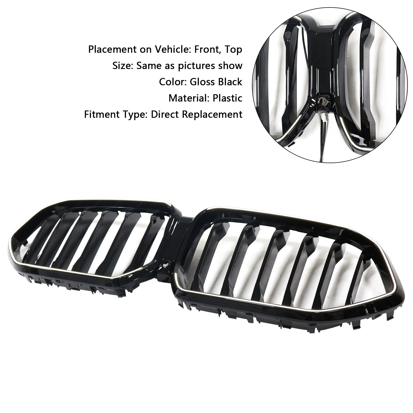 Grille de pare-chocs avant noire pour BMW X6 G06 M60i 2023-2025 avec trou pour caméra