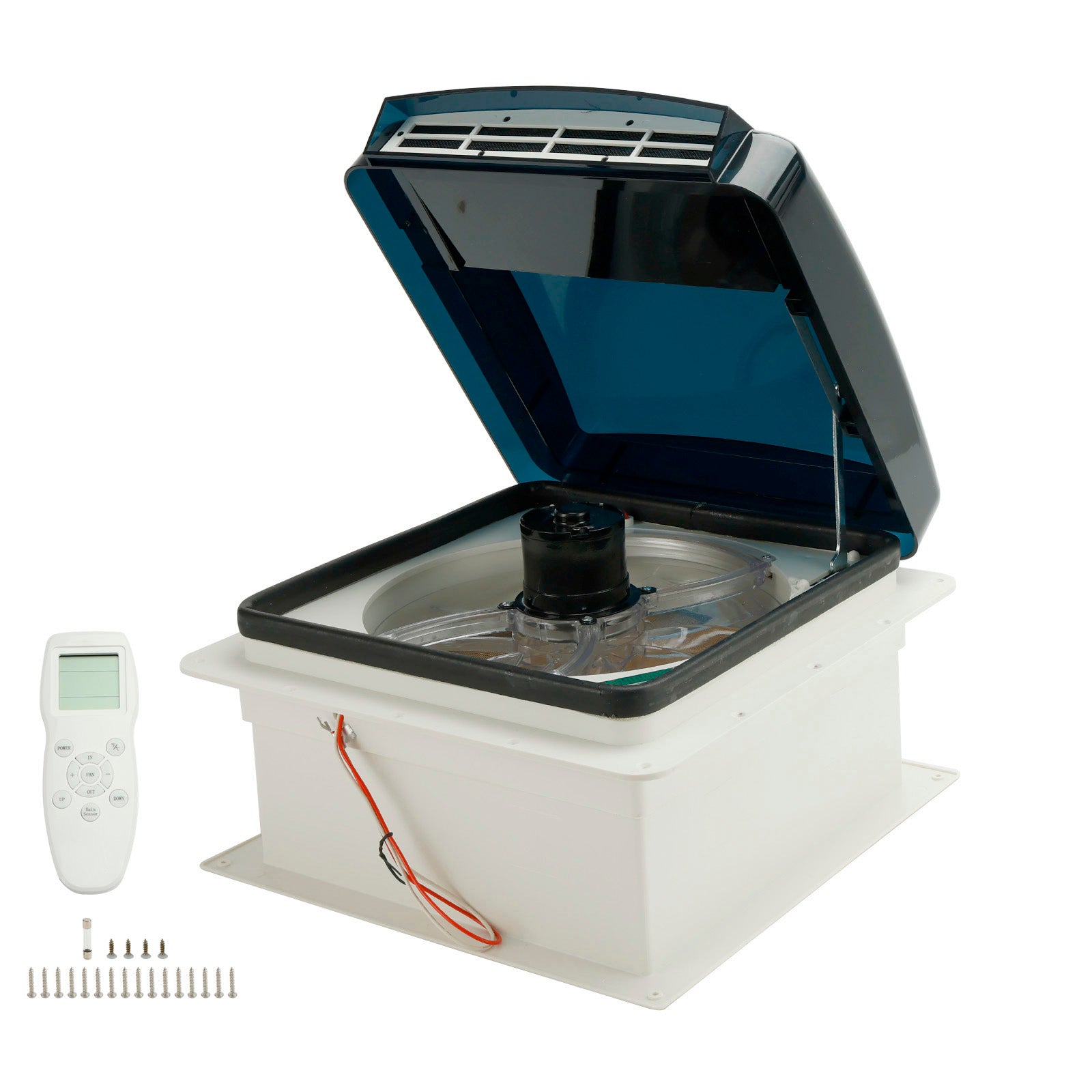 Ventilatore da tetto per roulotte da 14 pollici con lucernario e telecomando 12V, 10 velocità