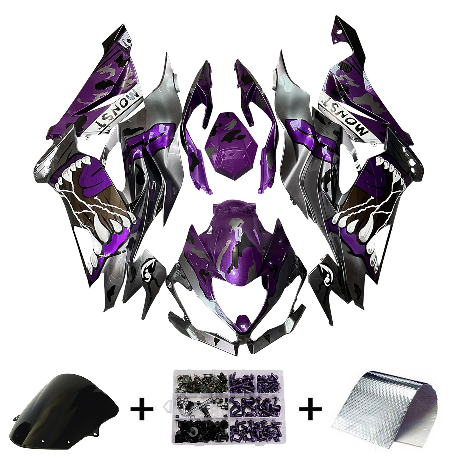 Kit di carenatura a iniezione, corpo in plastica ABS per Kawasaki ZX6R 2019-2023