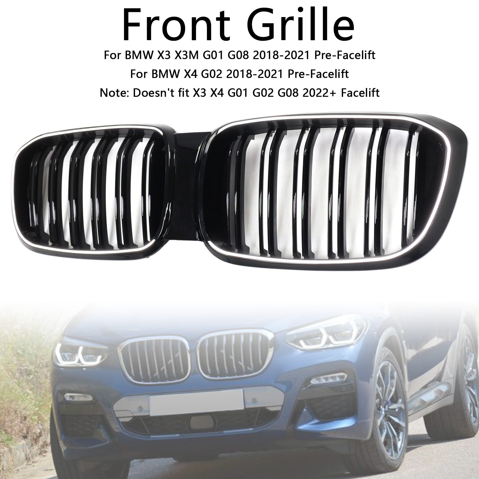 Grille de calandre avant en maille pour BMW X3 X3M G01 G08 pré-rehaussée 2018-2021 51138469959 51138469959