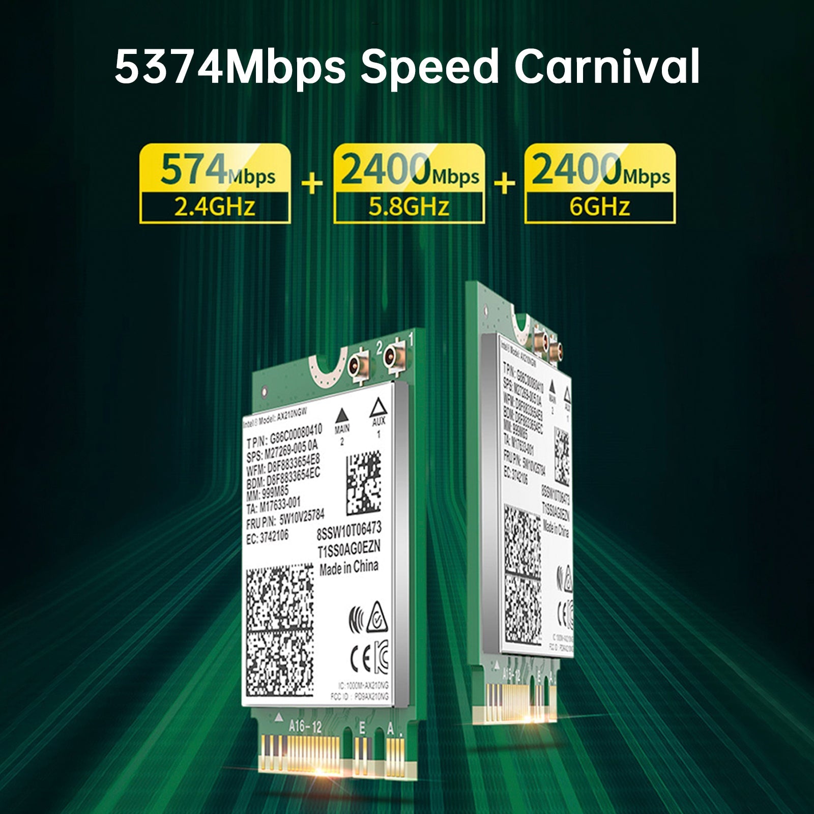 AX210 Bluetooth 5374 Mbps Module Card Gigabit High Speed Network Compatible Wi-Fi 6