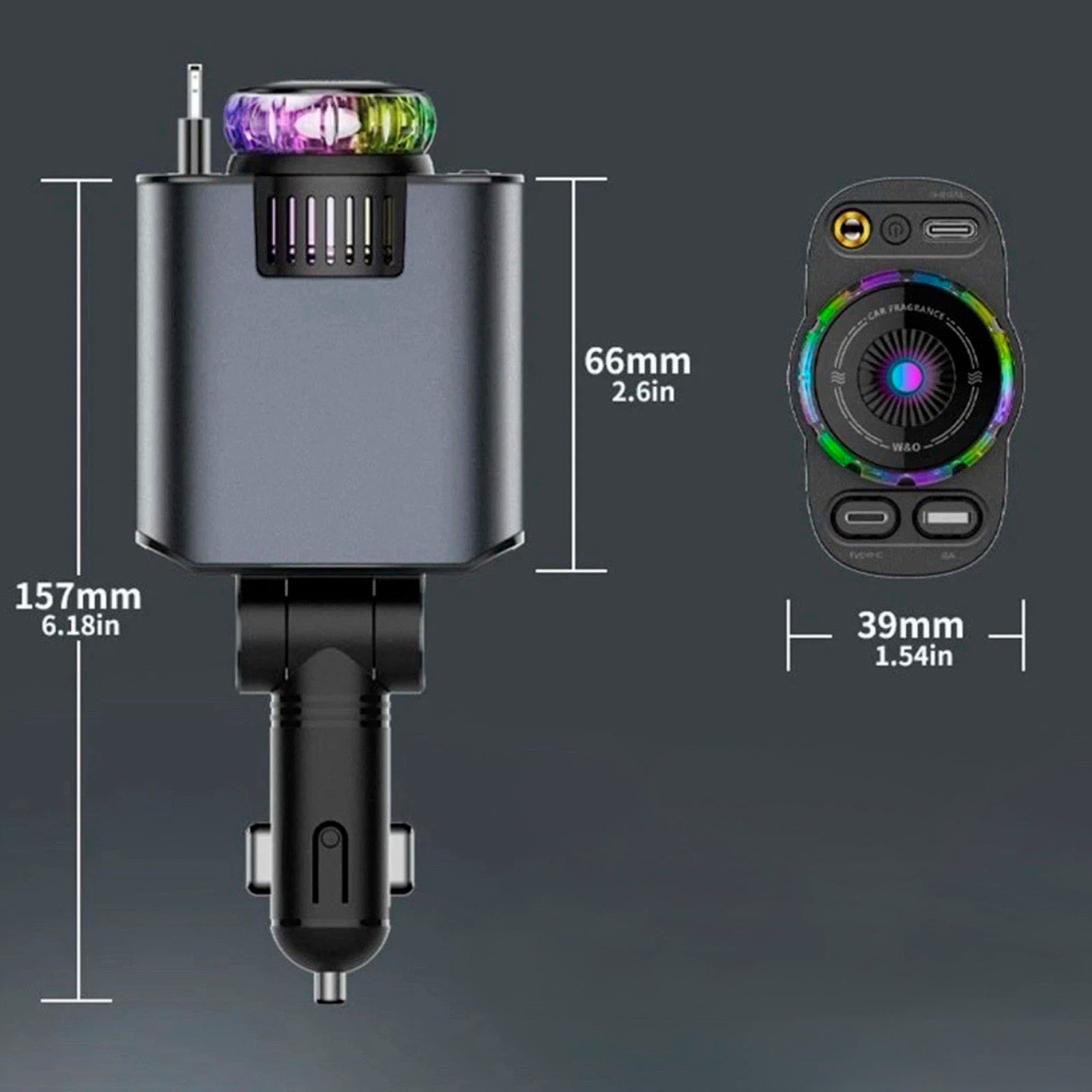 Chargeur de voiture ultra-rapide 120 W avec câble rétractable et diffuseur de parfum intelligent