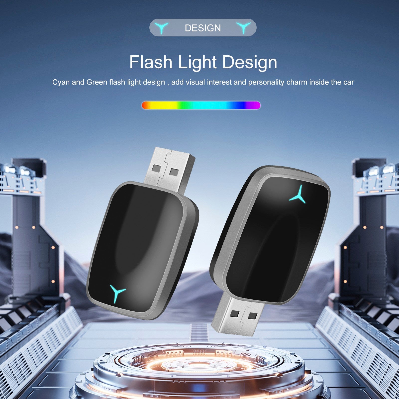 Scatola di connessione USB per auto 2 in 1 Adattatore wireless per auto Android Apple CarPlay