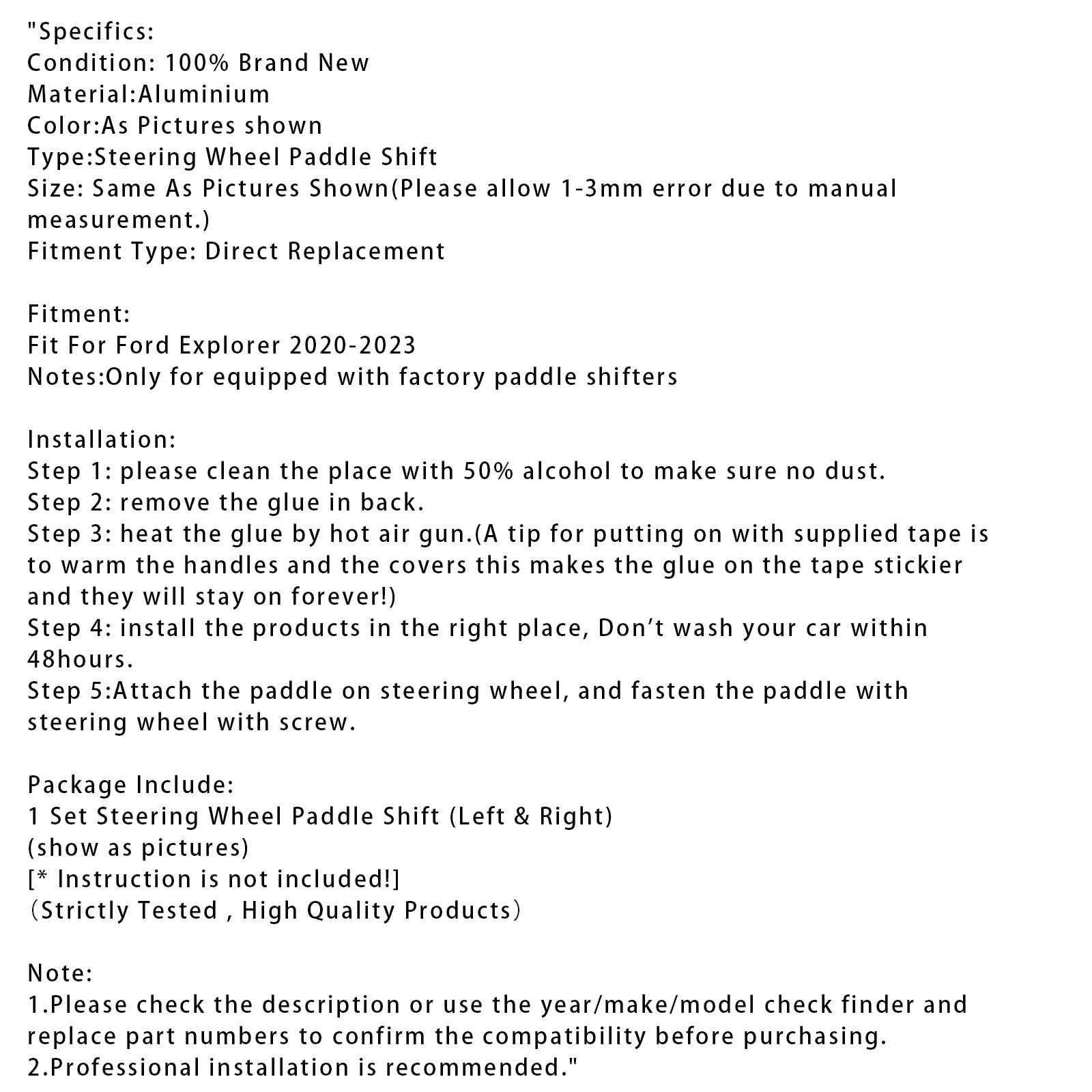 Extension de palettes de changement de vitesse au volant pour Ford Explorer 2020-2023 en aluminium