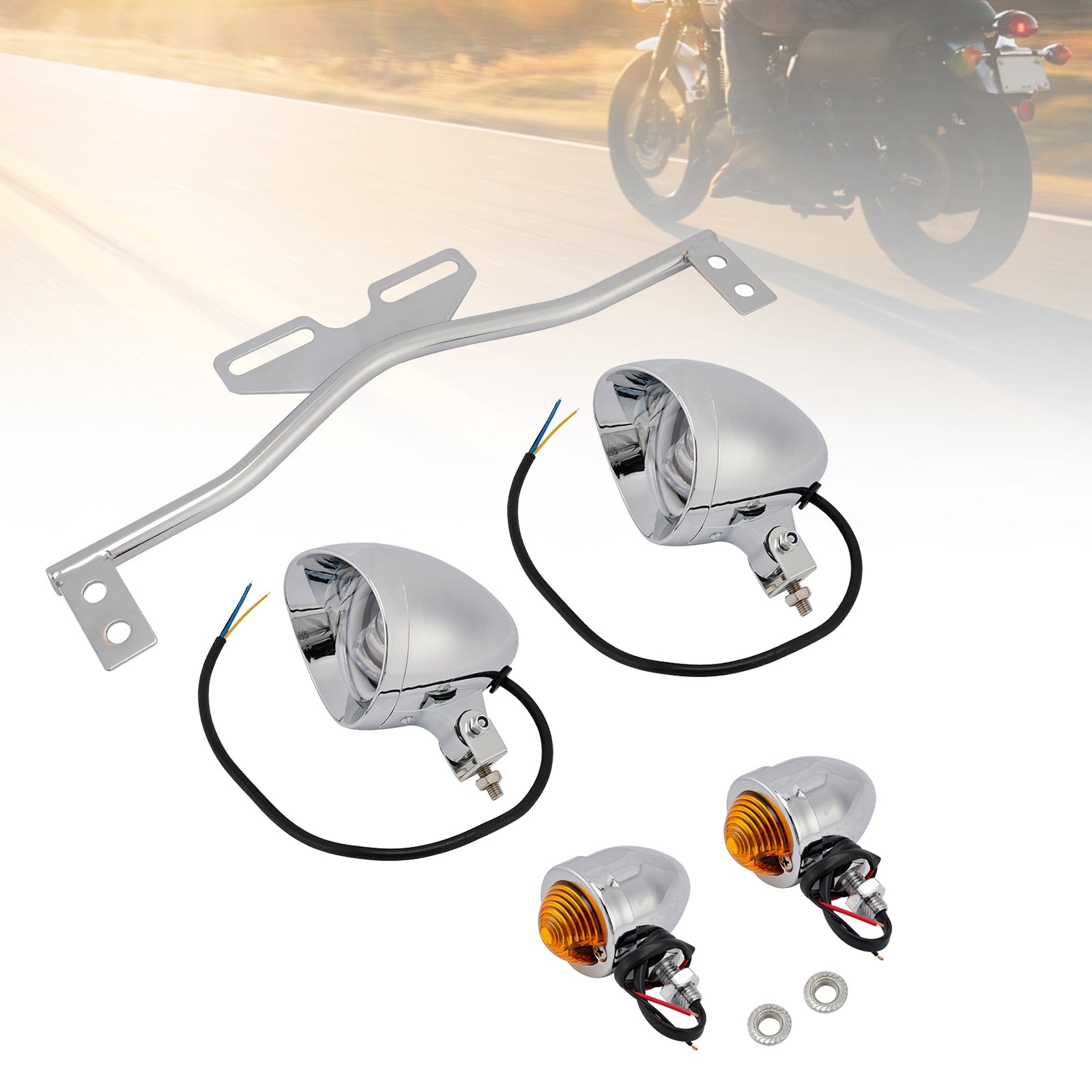 Gepersonaliseerd verchroomd chroom mistlicht, compatibel met racer-, bobber- en chopper -modellen, N ° D21