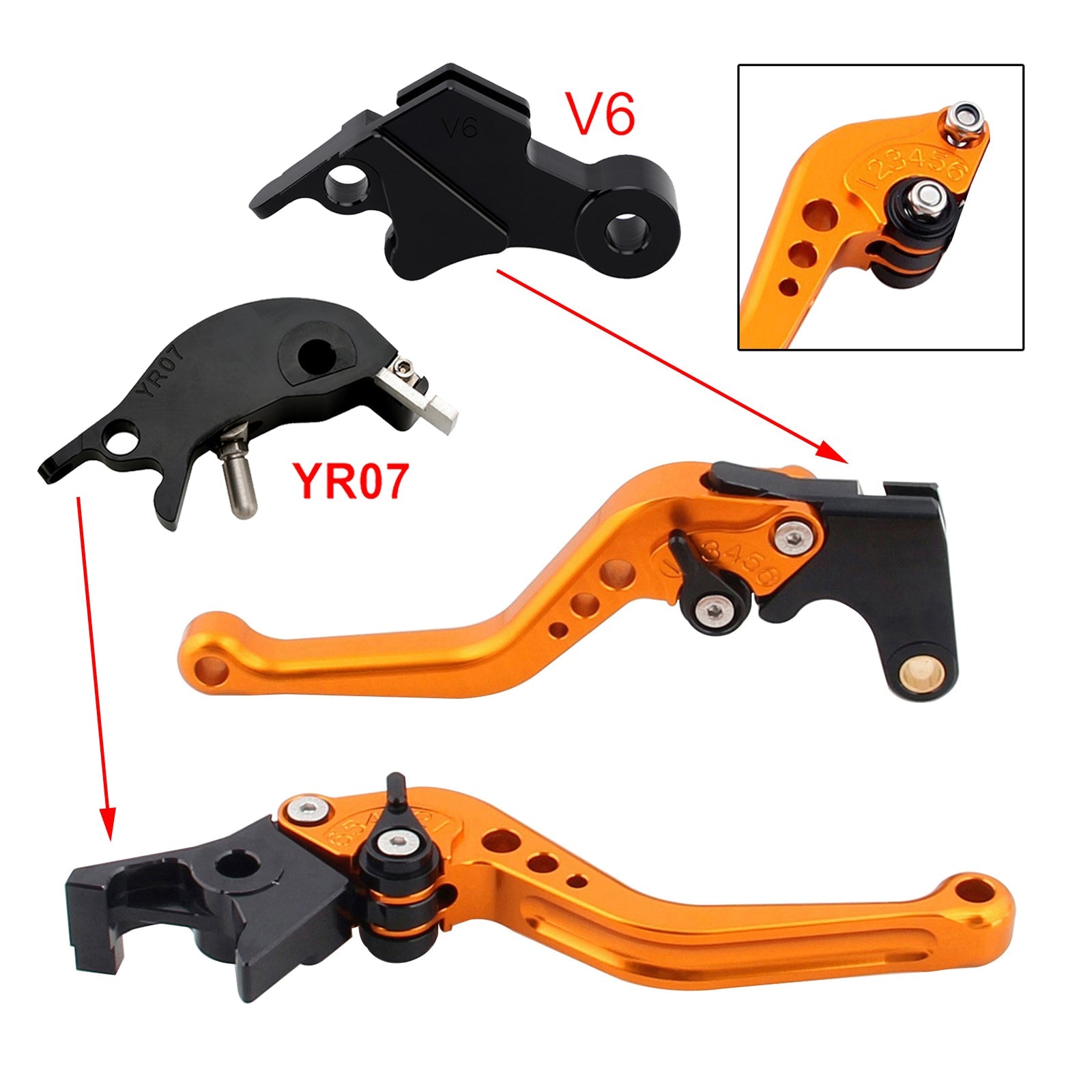 Nouveau levier de frein et d'embrayage court compatible avec YAMAHA XSR900 XSR900GP MT-09 MT-09SP 24-25