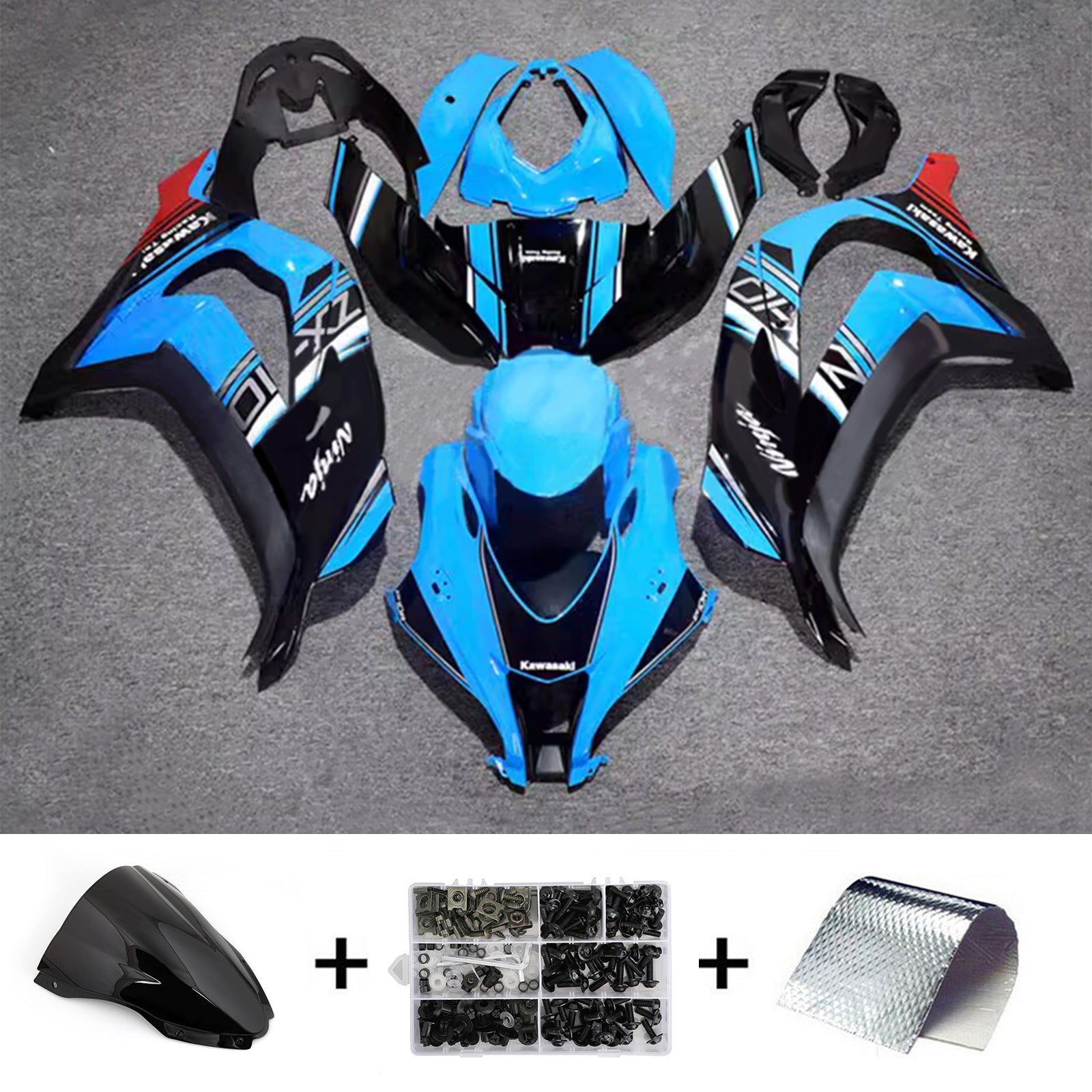 Kit de carenado inyectado de plástico ABS compatible con Kawasaki ZX10R 2016-2020