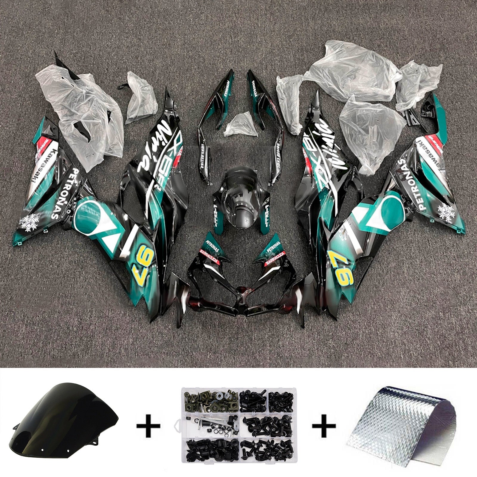Kit de carénage injecté en plastique ABS compatible avec Kawasaki ZX6R 2019-2023