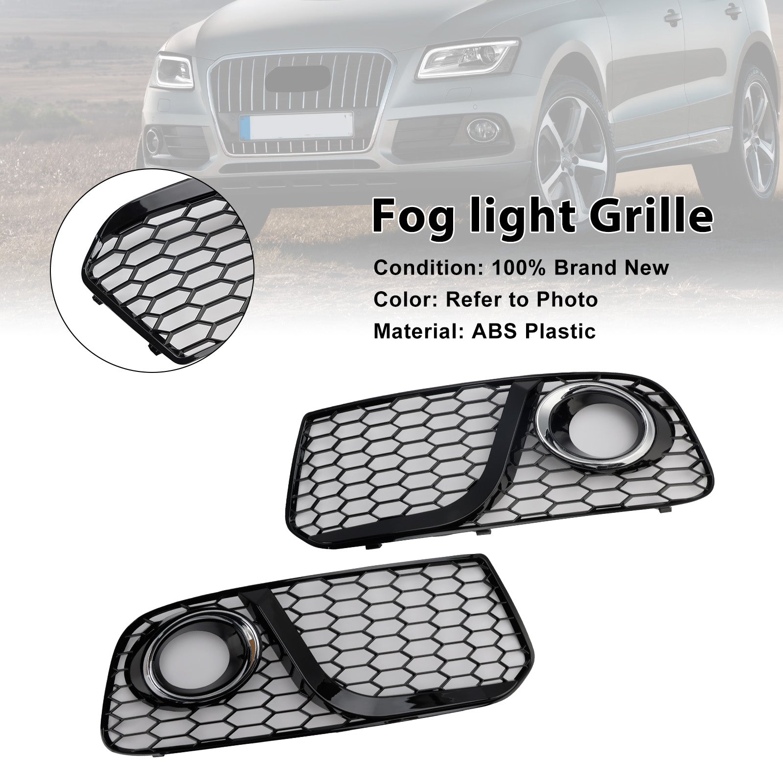 Voorbumpergrille met mistlampen voor Audi Q5 (2013-2017) - Onderdeelnummer : 8R0807681M