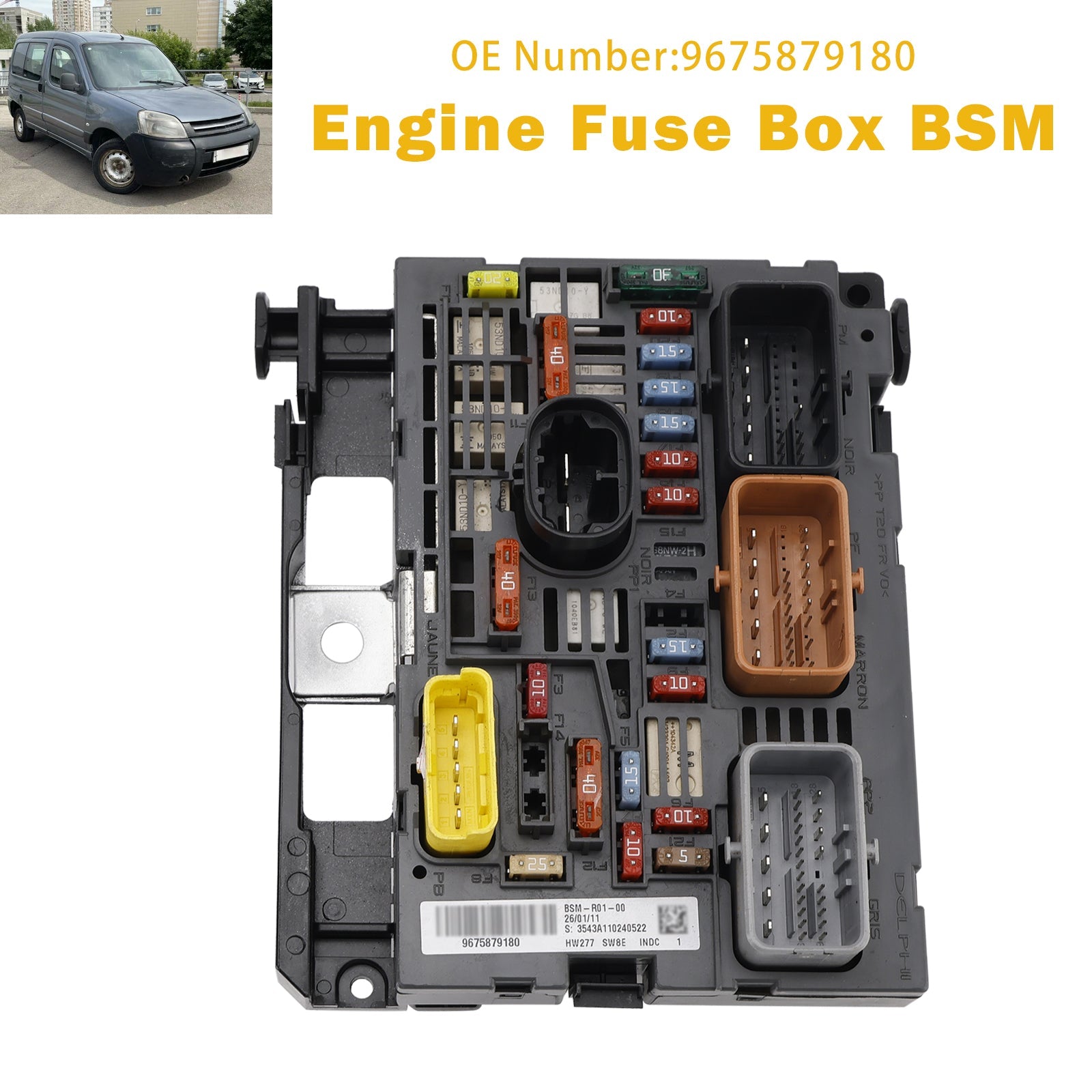 Scatola fusibili motore BSM 9675879180 per Citroën Berlingo (2008-2019)