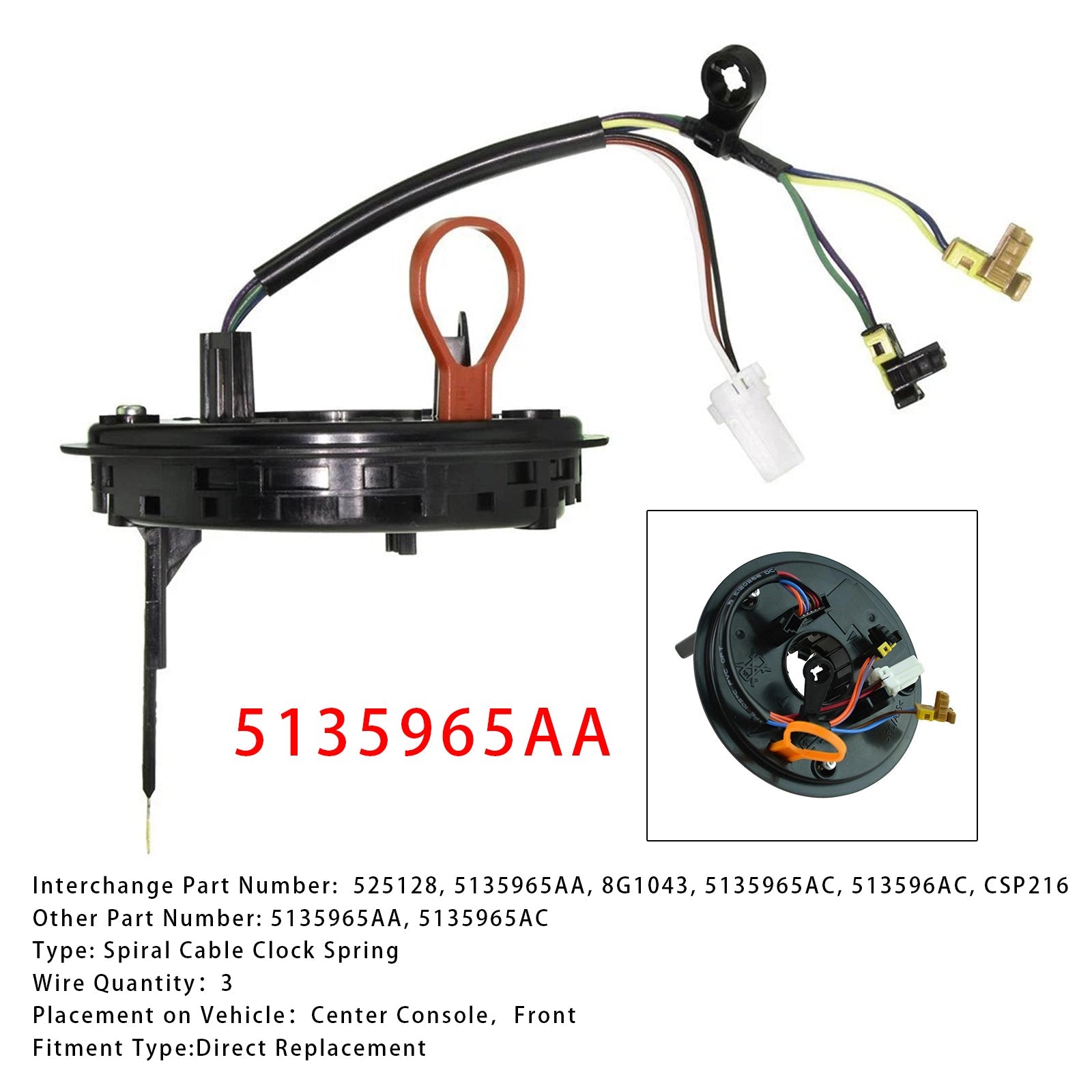 Lente van' spiraalkabelklok 5135965AA voor Dodge Charger Magnum Chrysler 300 05-08