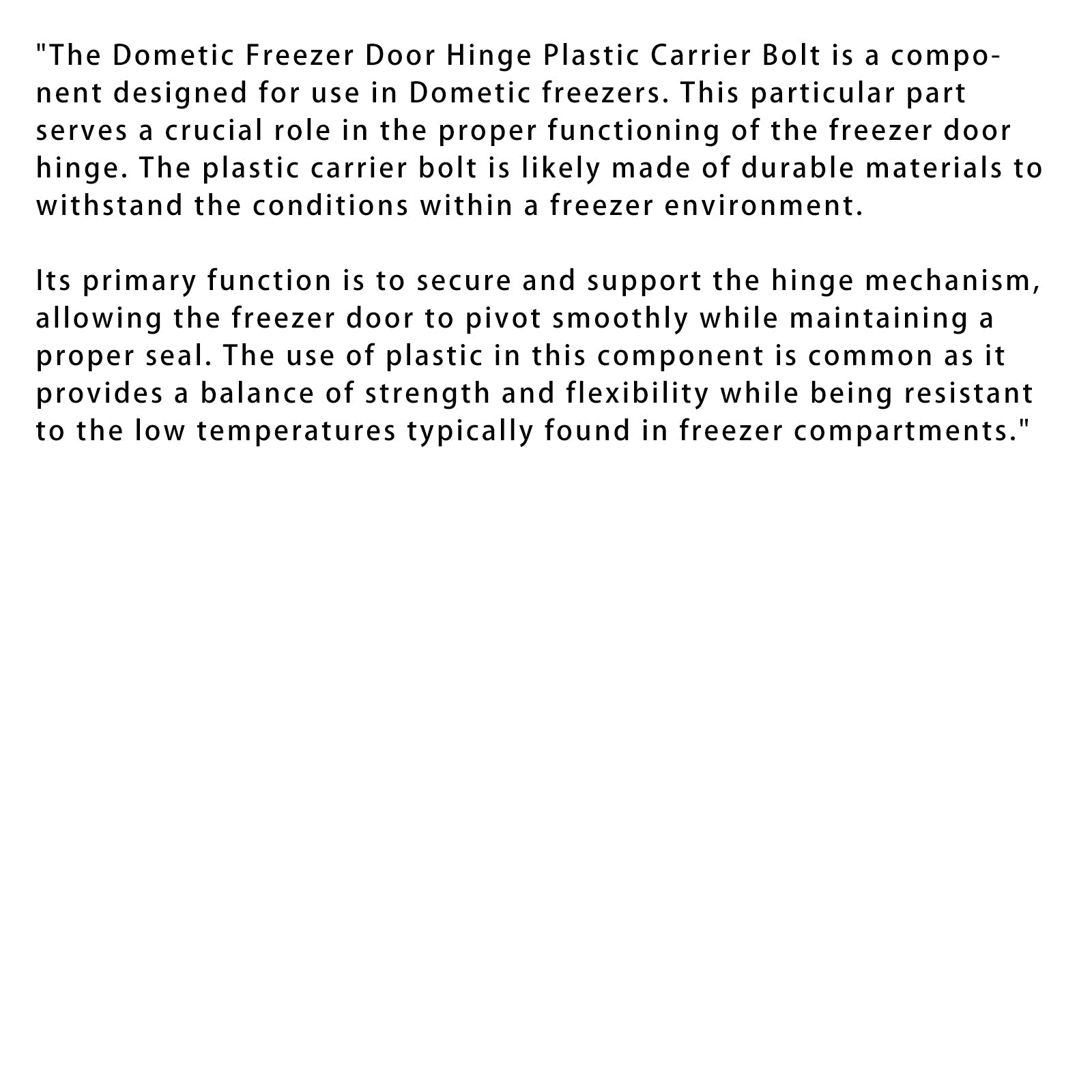 Charnière de porte de congélateur, boulon de support en plastique pour Dometic 2002238000