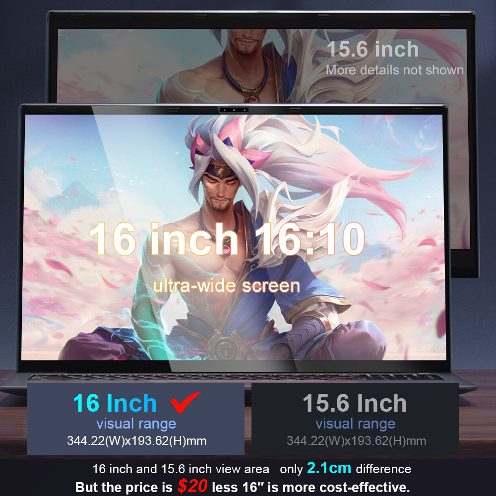 Ordinateur portable Ninkear N16 Pro 16 pouces 2 5K WiFi6 32 Go de RAM + 1 To SSD