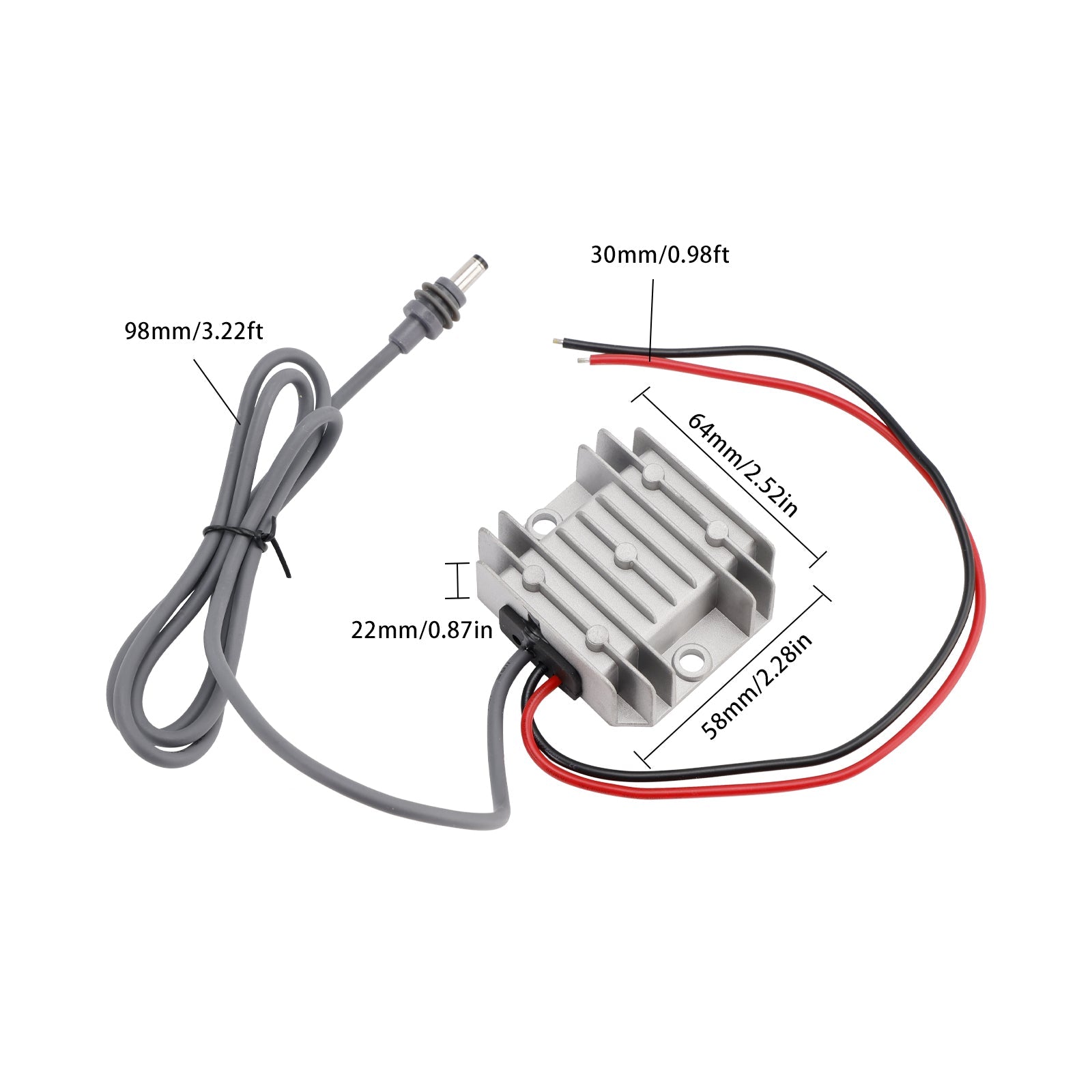 Mini przetwornica napięcia stałego, kabel zasilający 12 V/24 V do 30 V, 3,5 A, 105 W