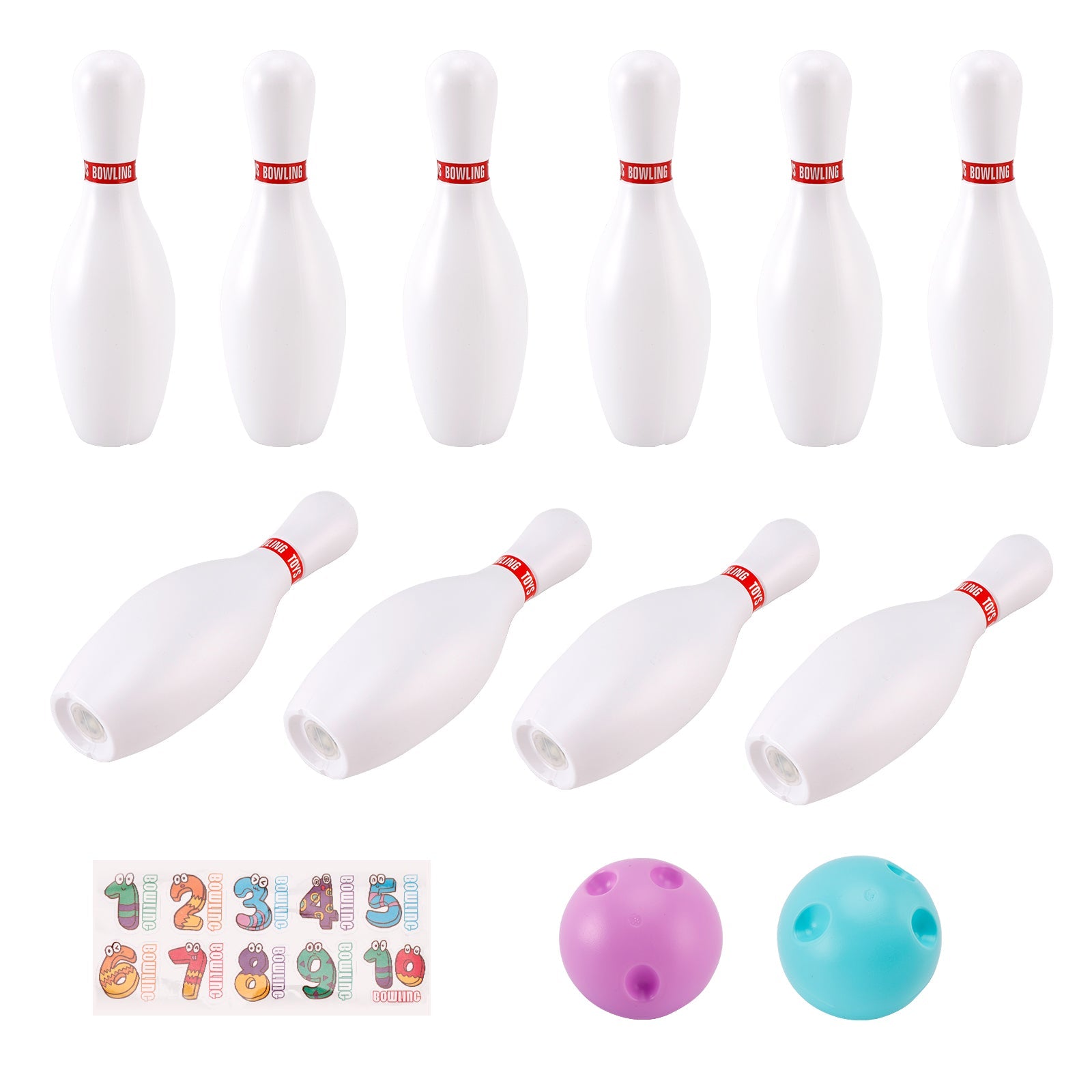 Ensemble de boules de bowling lumineuses de 19 cm pour enfants, jeu de fête d'intérieur et d'extérieur, jouet cadeau