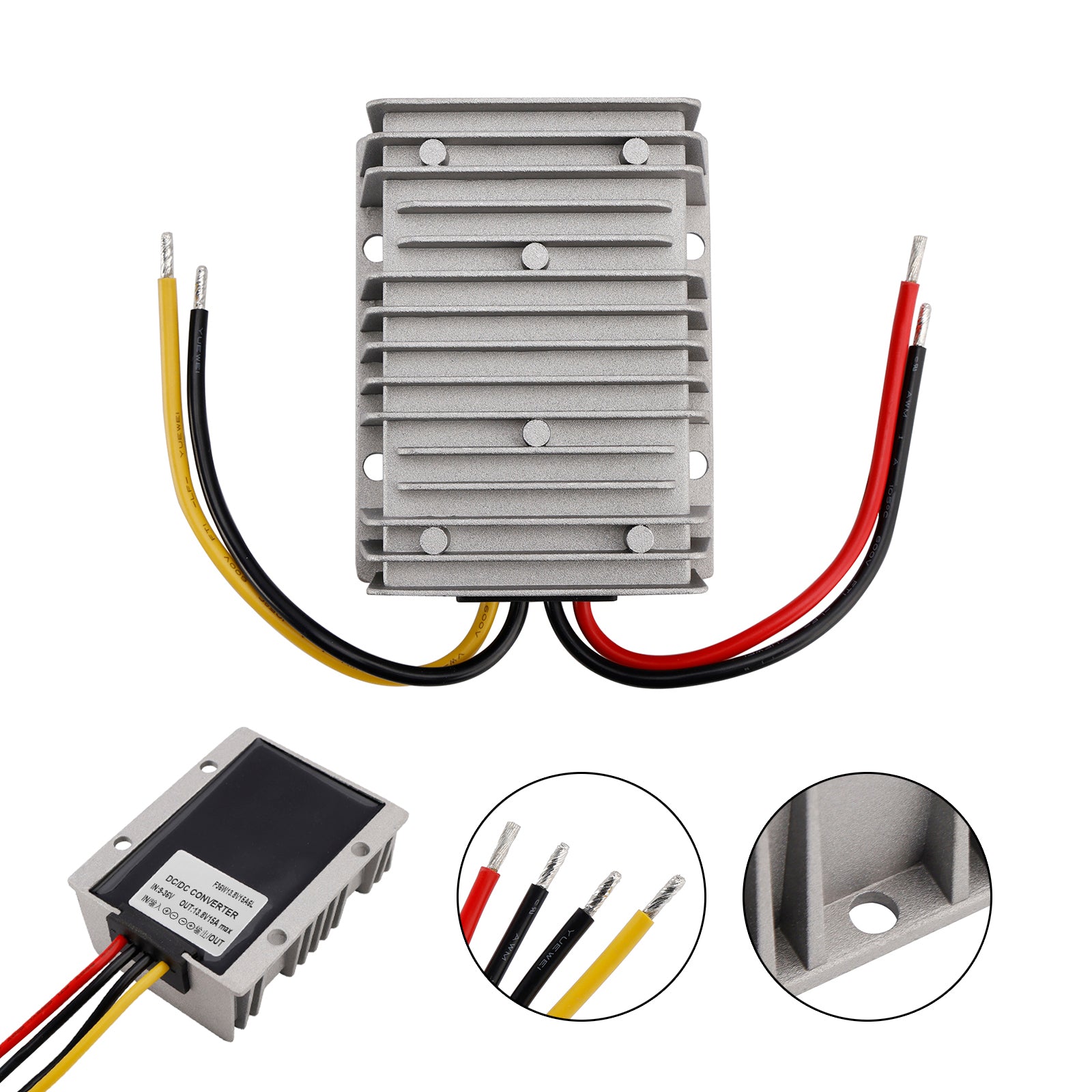 Stabilisateur de tension étanche DC 9-36 V vers DC 13,8 V 15 A pour alimentation de voiture