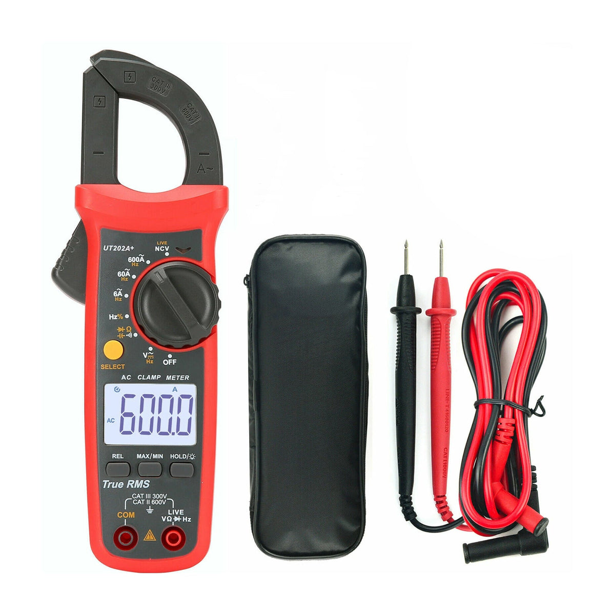 UT202A+ Digitale stroomtang, 6000 tellingen, automatische bereikselectie, True RMS-multimeter, NCV