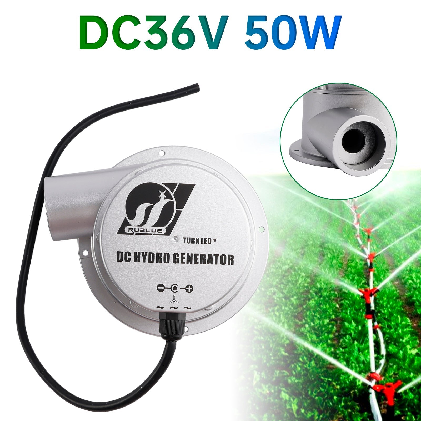 Generador hidroeléctrico con 24 V de turbina de flujo de agua CC 36 V 36 W/50 W CA