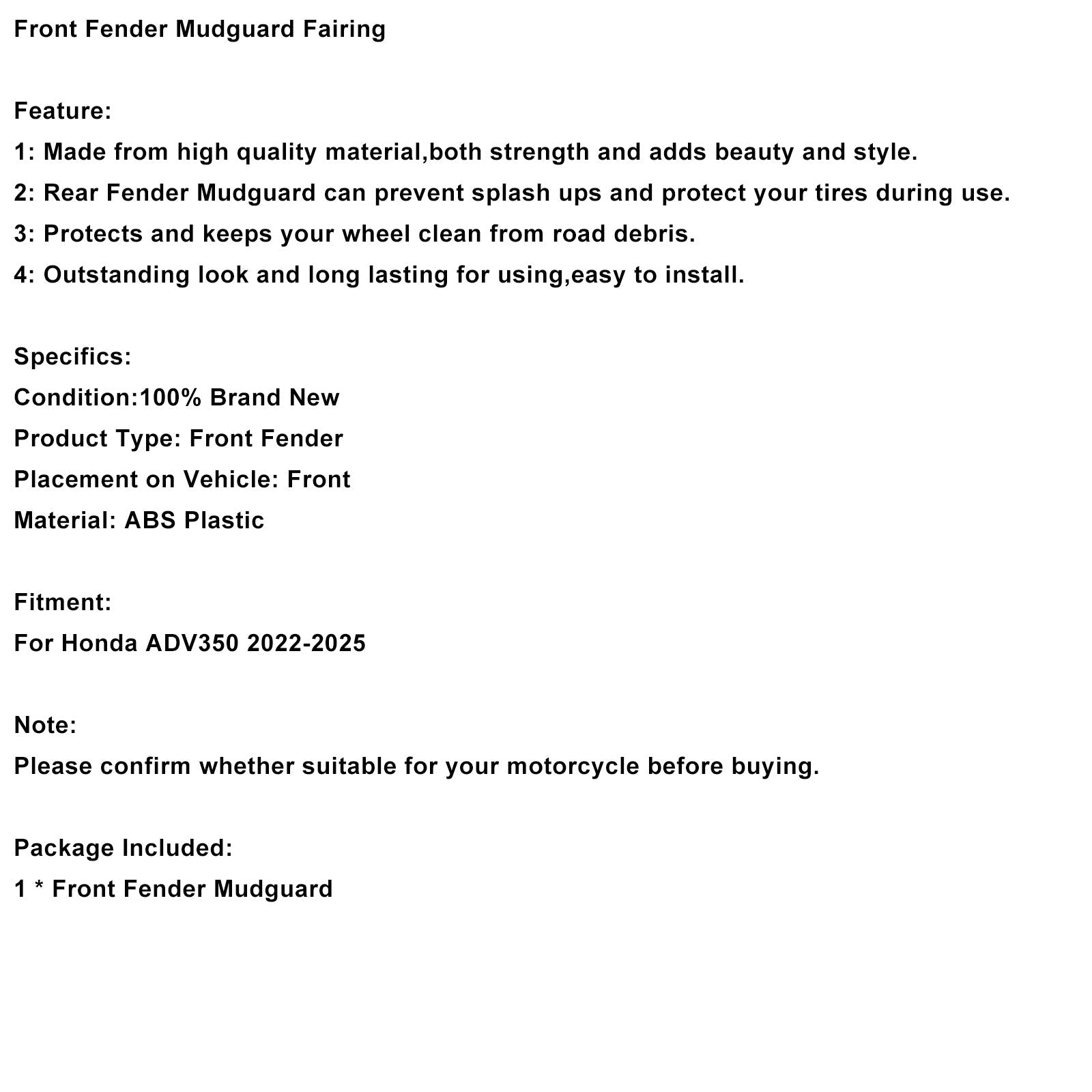 Carenado Guardabarros Delantero Honda ADV350 2022-2025