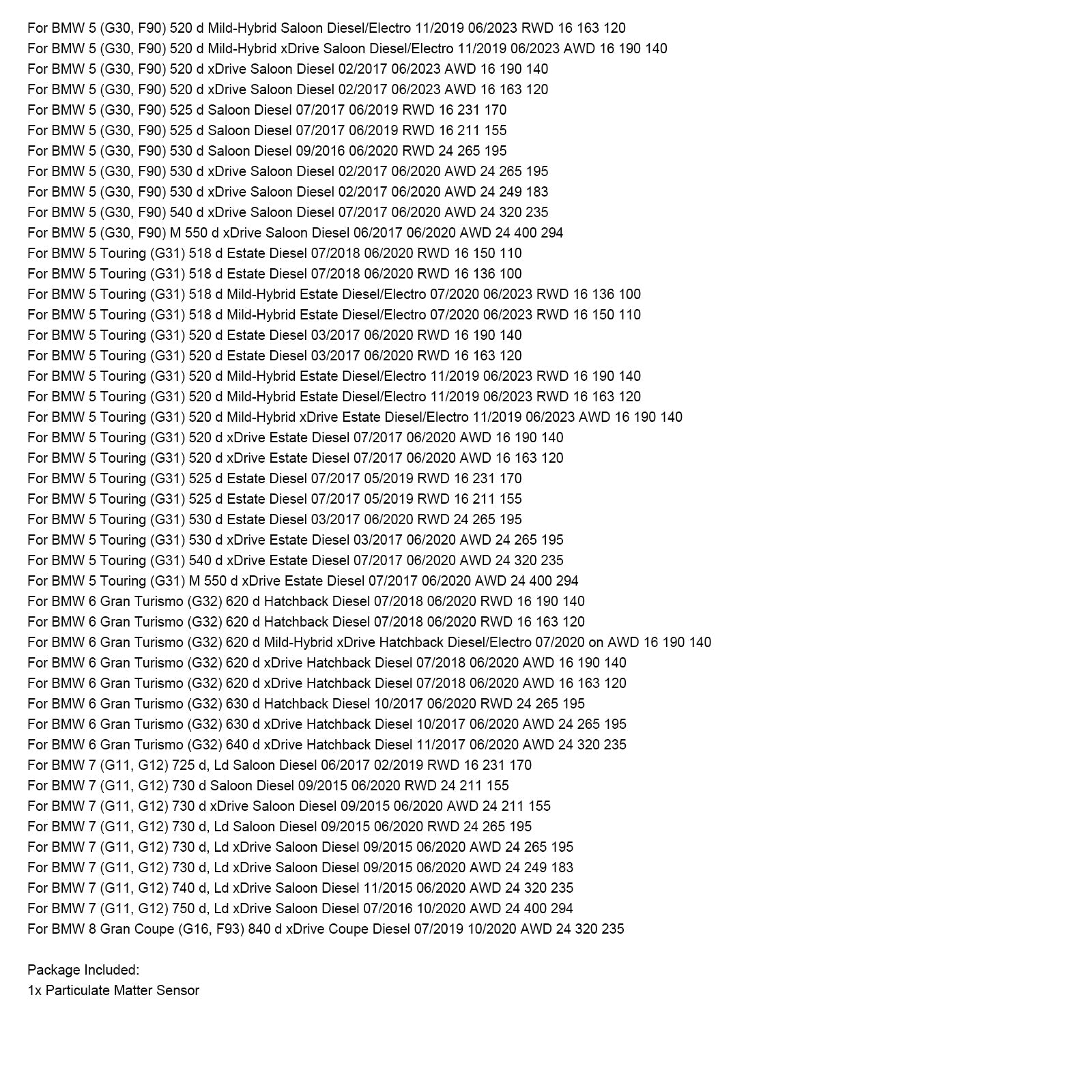 Dizelski senzor delcev 13628582026 za BMW 3 (G20, G80, G28) 318 D Sedan (03. 2019-03/2020)