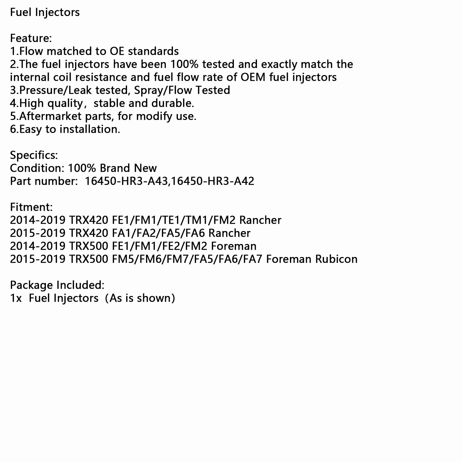 2x Wtryskiwacz Paliwa dla HONDA PIONEER 1000 SXS1000 M3 M5 16450-HL4-003 16450-HL4-013