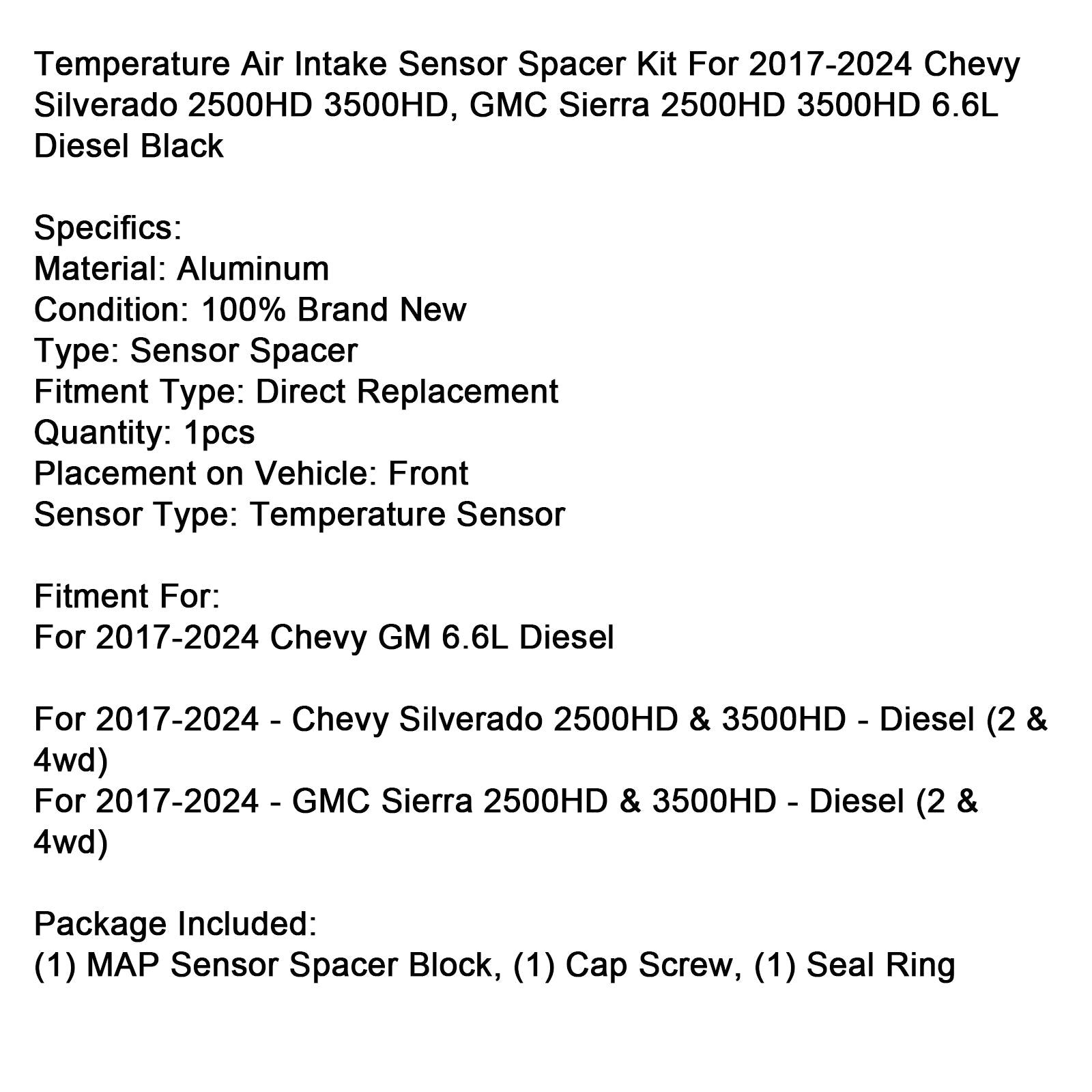 Komplet za distančnike za senzor za vnos zraka (Chevy GM 6.6 L Diesel 2017-2024)