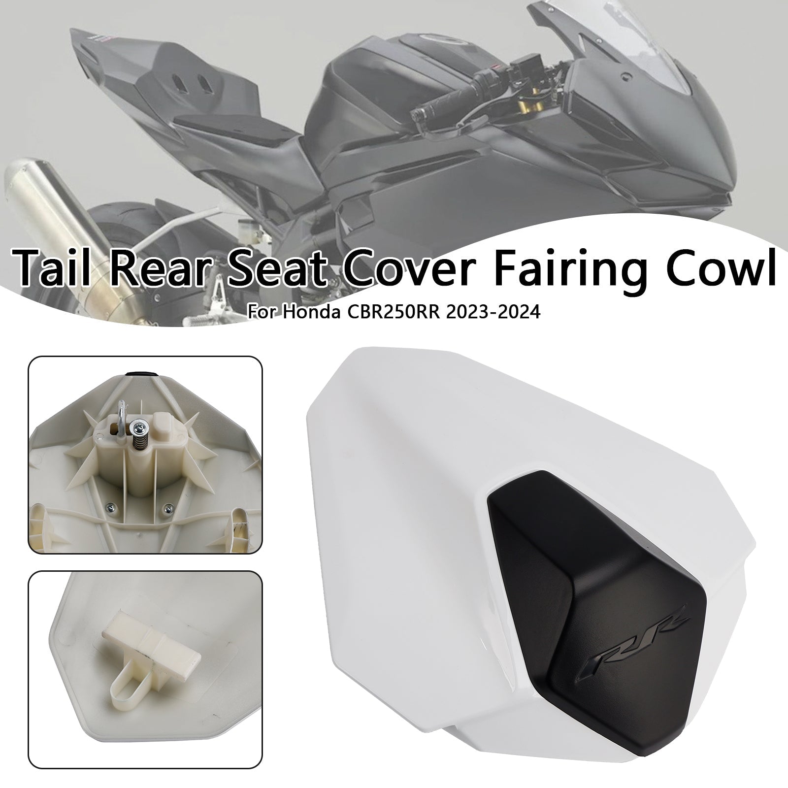 Pearl White matkustajan istuimen takasuoja Honda CBR250RR 2023-2024