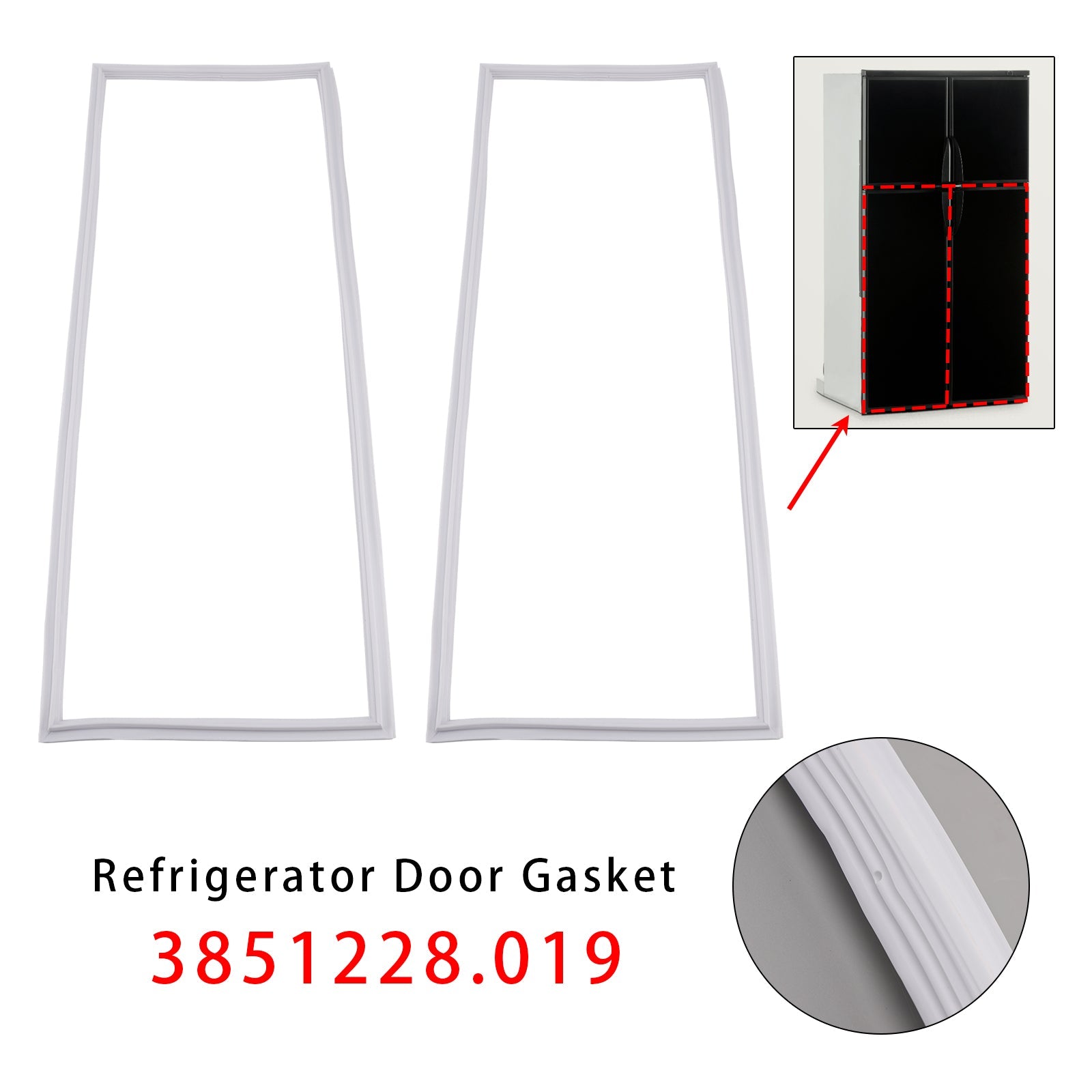 Lot de 2 joints de porte de réfrigérateur pour camping-car 3851228019, porte inférieure pour Dometic RM1350