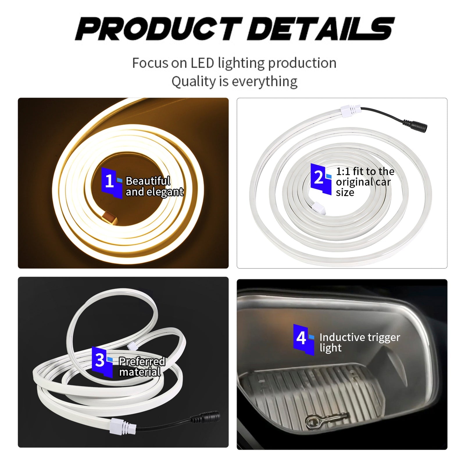 Bande lumineuse LED blanche pour coffre avant, compatible avec Tesla Model 3/Y/S/X