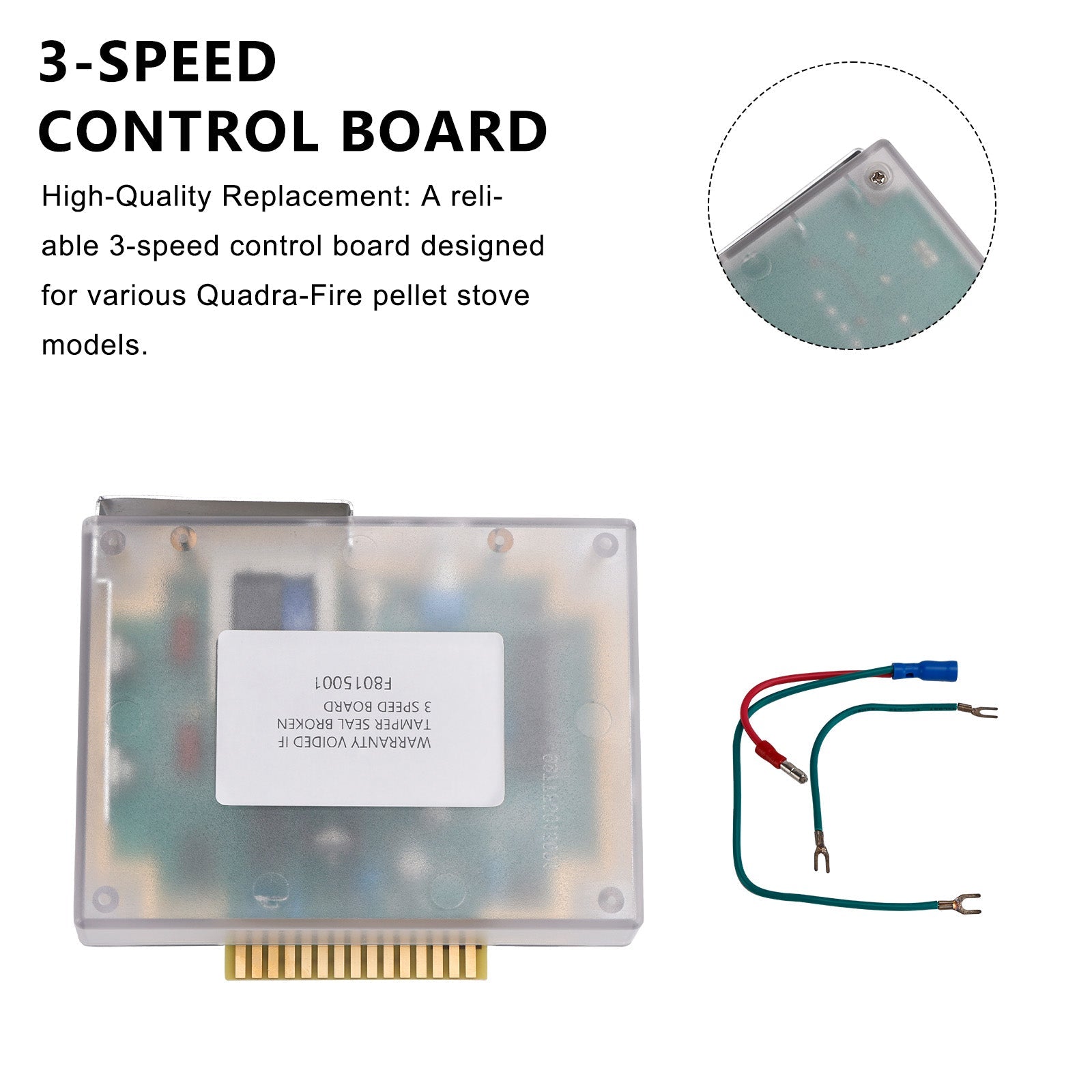 Carte de circuit imprimé pour boîtier de commande à 3 vitesses pour granulés Quadra-Fire SRV7000-205/SRV7000-704