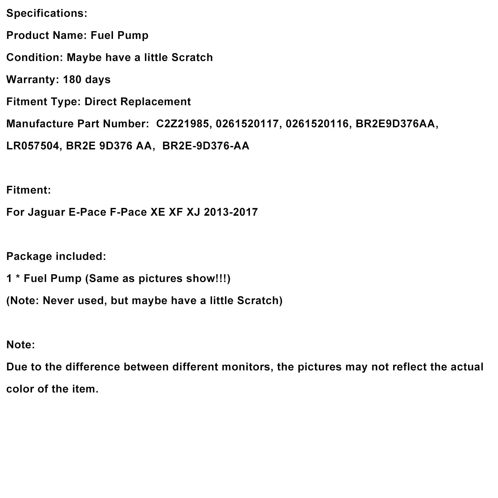 Pompa carburante ad alta pressione BR2E9D376AA per Jaguar E-Pace, F-Pace, XE, XF (2013-2017)