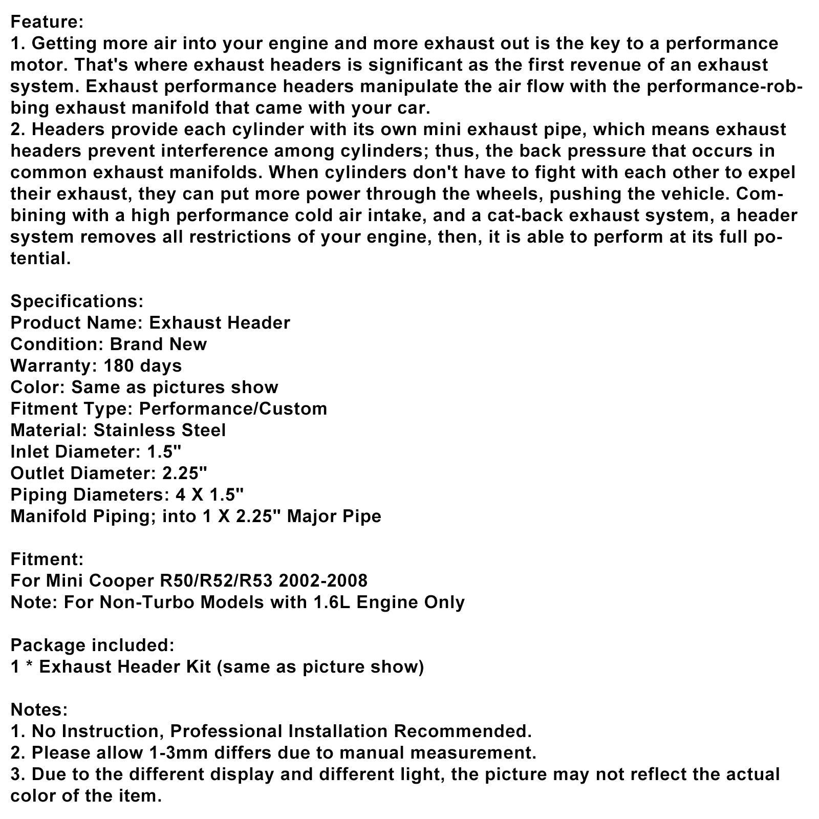 Verzamelaar van&RVS uitlaat voor Mini Cooper R50/R52/R53 2002-2008