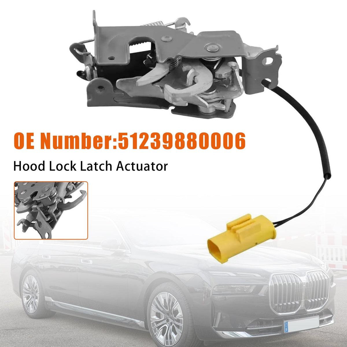 Actionneur de verrouillage de capot 51239880006 pour BMW Série 7 G70 2023