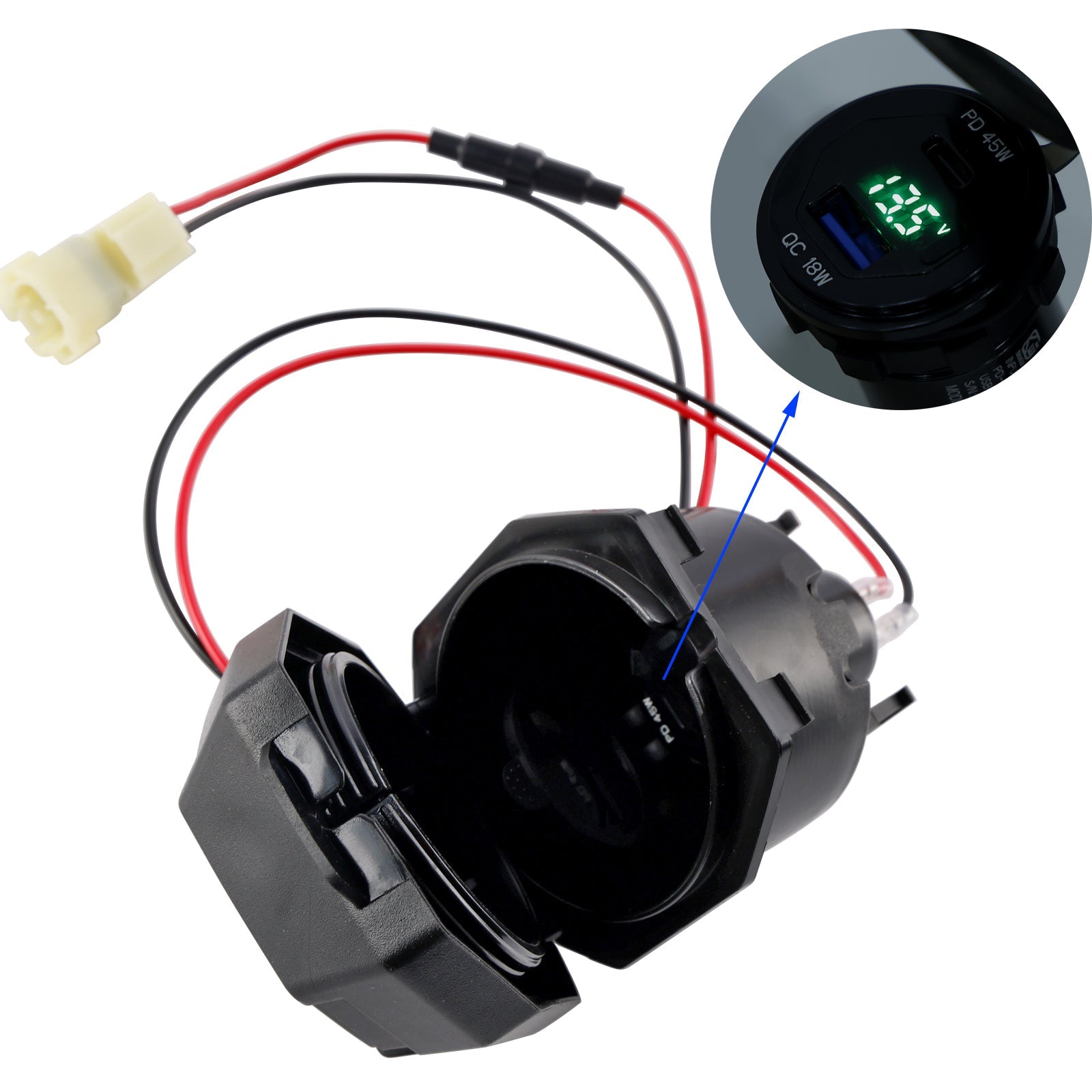 USB Charger + Type-C Quick voor Kawasaki Versys 650 2022-2024