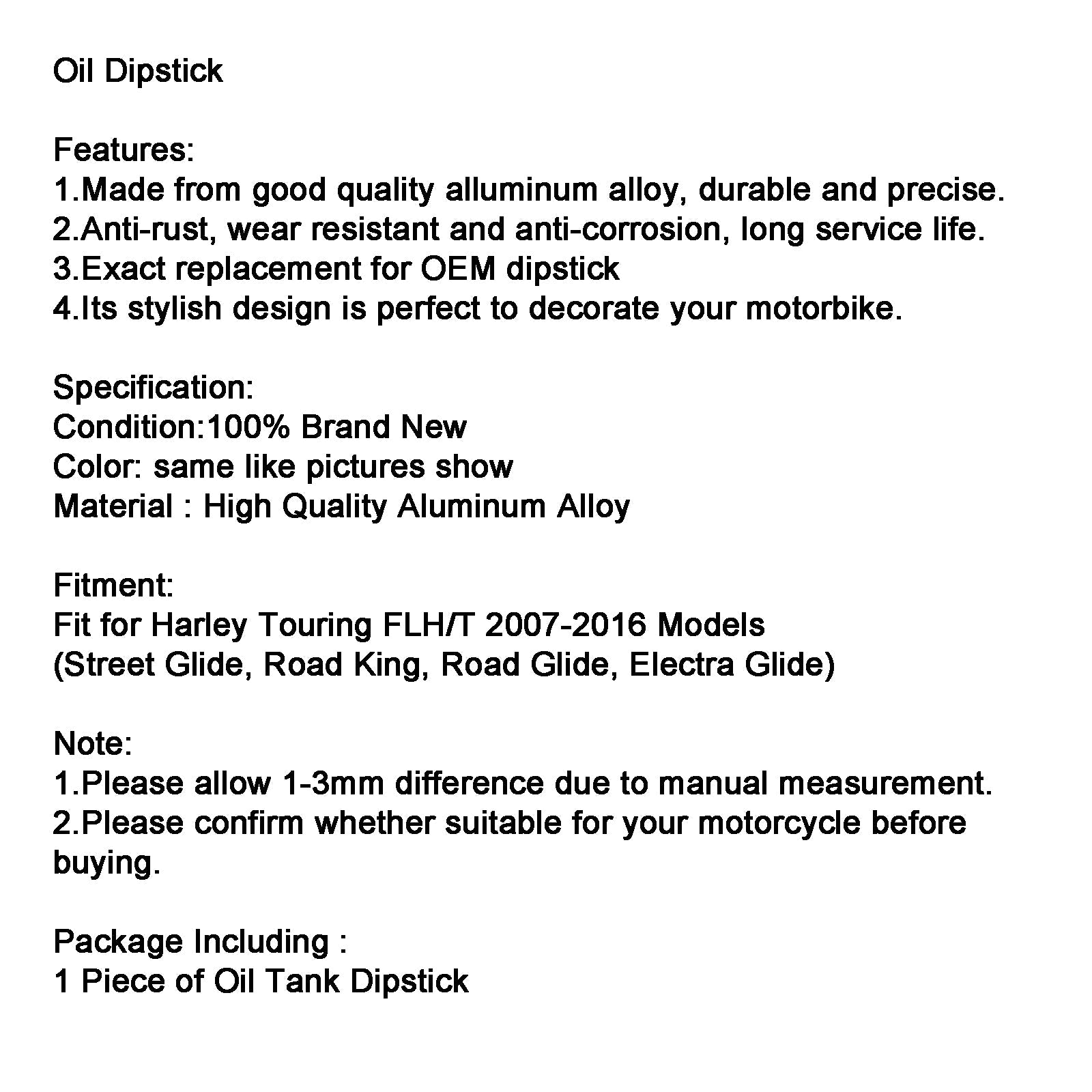Tapa del tanque de calibre de aceite, Harley Touring FLH/T 2007 - Modelos 2016, enchufe para Touring FLH/T