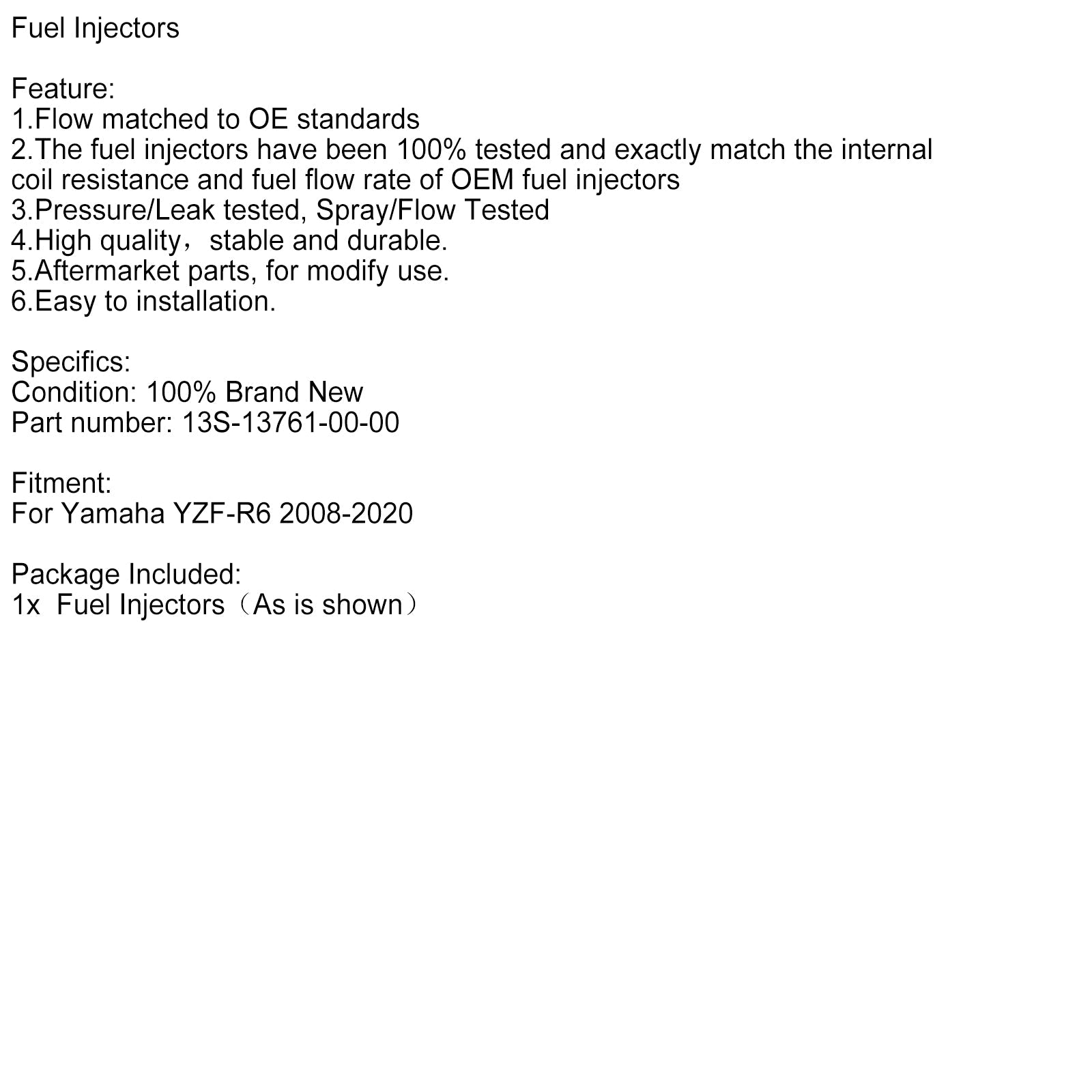 Iniettori di carburante Yamaha YZFR6 YZF-R6 2008-2020 13S-13761-00-00