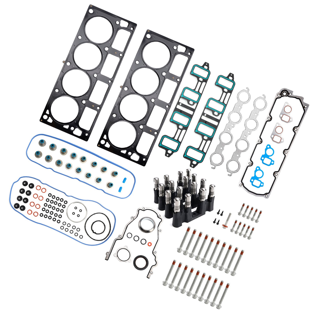 Kit de boulons de culasse et de poussoirs de soupapes (non AFM) pour Hummer H2 6.2L 6162CC 376CID V8 FLEX OHV (16 soupapes) 2009