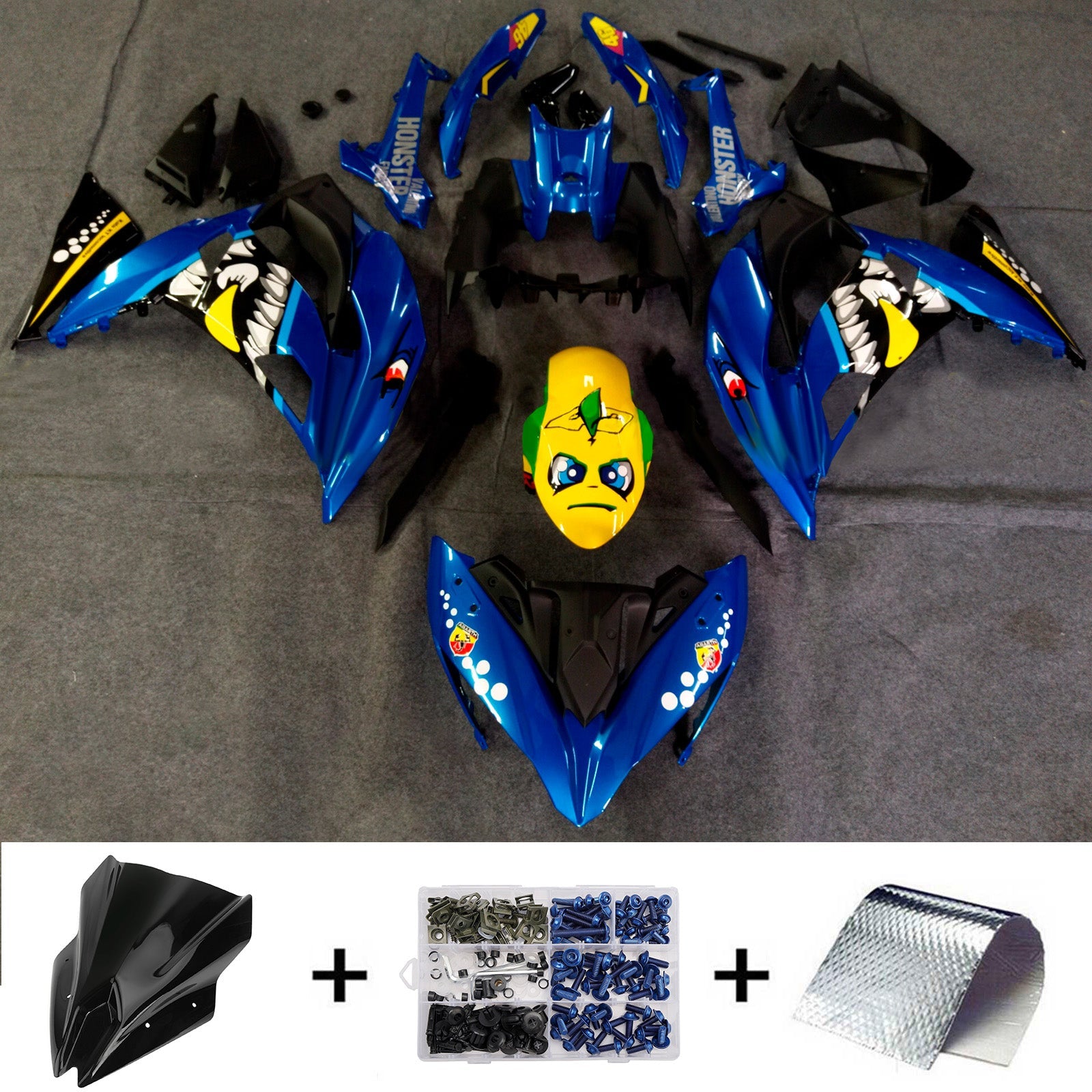 Komplet oklepa z vbrizgano ABS plastiko, združljiv s Kawasaki ER-6F Ninja650R 2017-2019