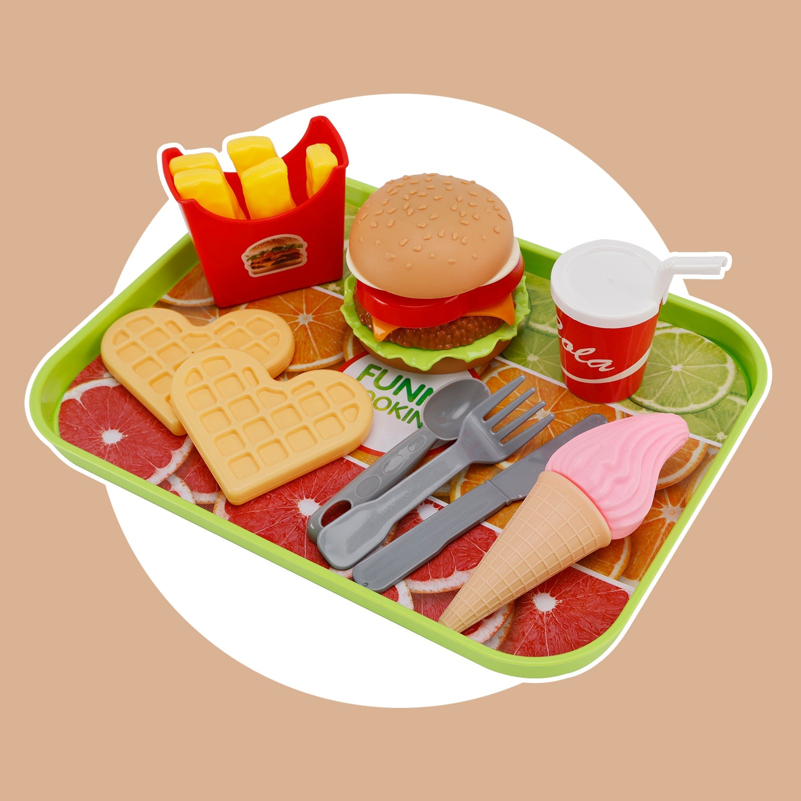 Hamburger, waffle, patatine fritte, bevande, gioco alimentare, set da cucina, giocattoli per bambini