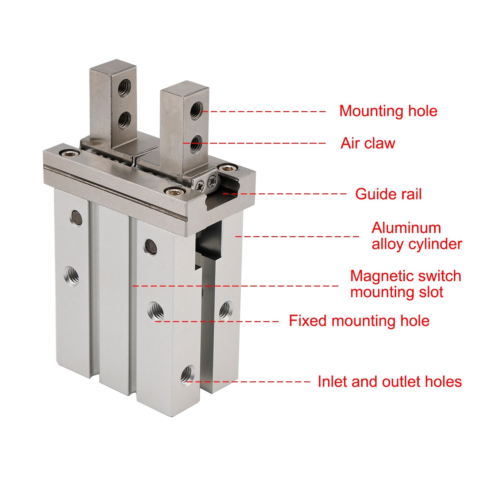 Pour vérin de pince pneumatique parallèle SMC MHZ2-20D 20 mm, alésage de pièce pneumatique