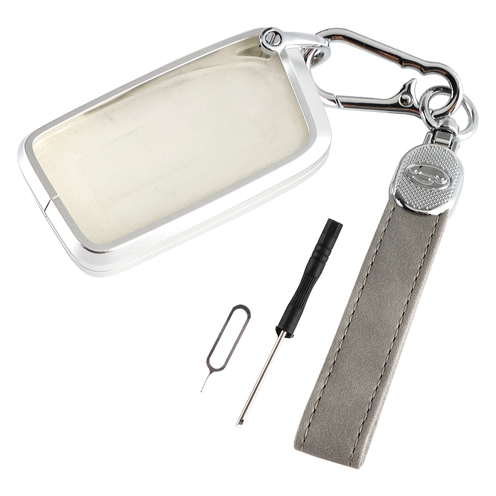 Beschermschaal van legering&Zachte TPU aluminium autosleutelhoes voor Lexus IS GS ES RX grijs