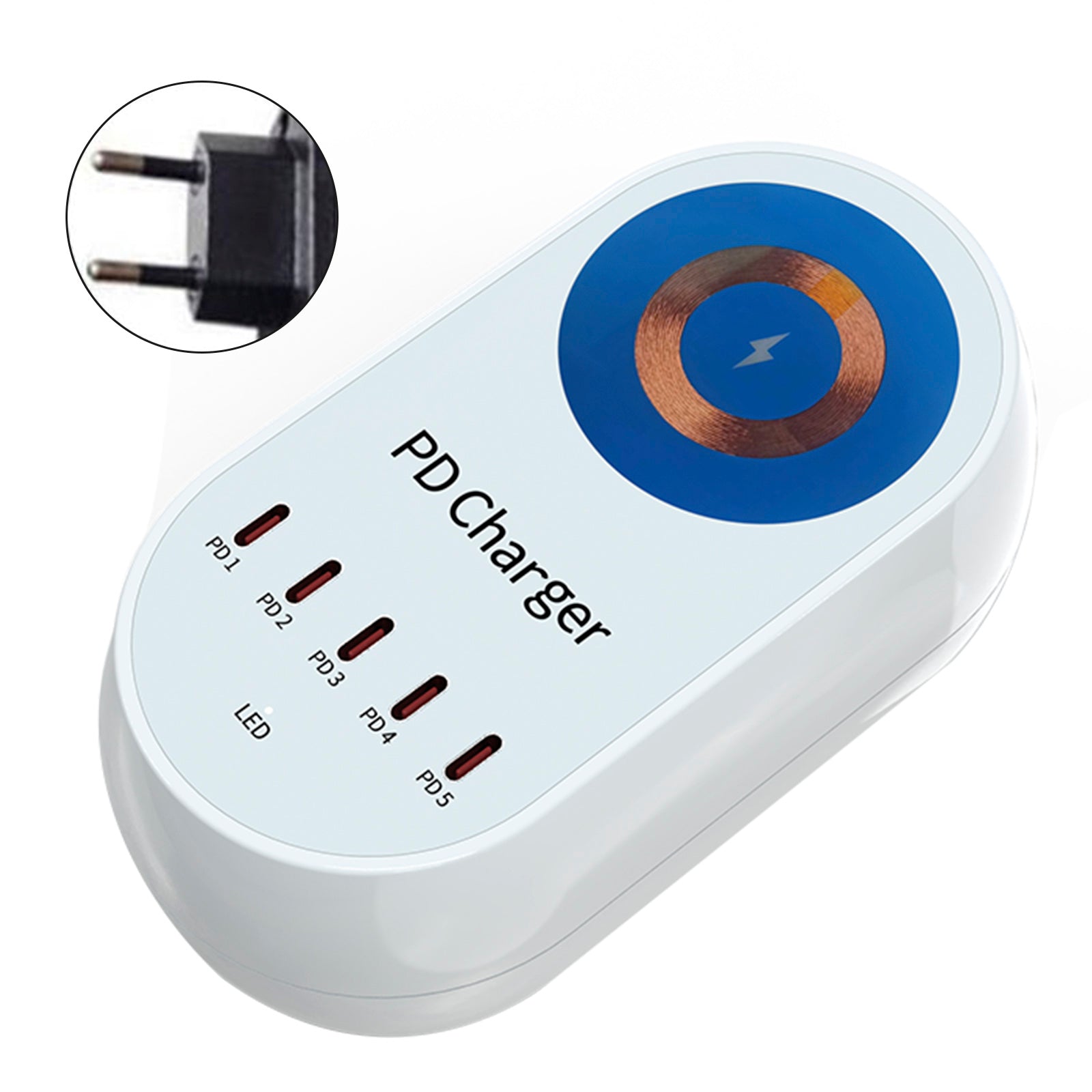 Caricatore multiport magnetico wireless PD 140 W, carico rapido, laptop e telefono cellulare, presa UE