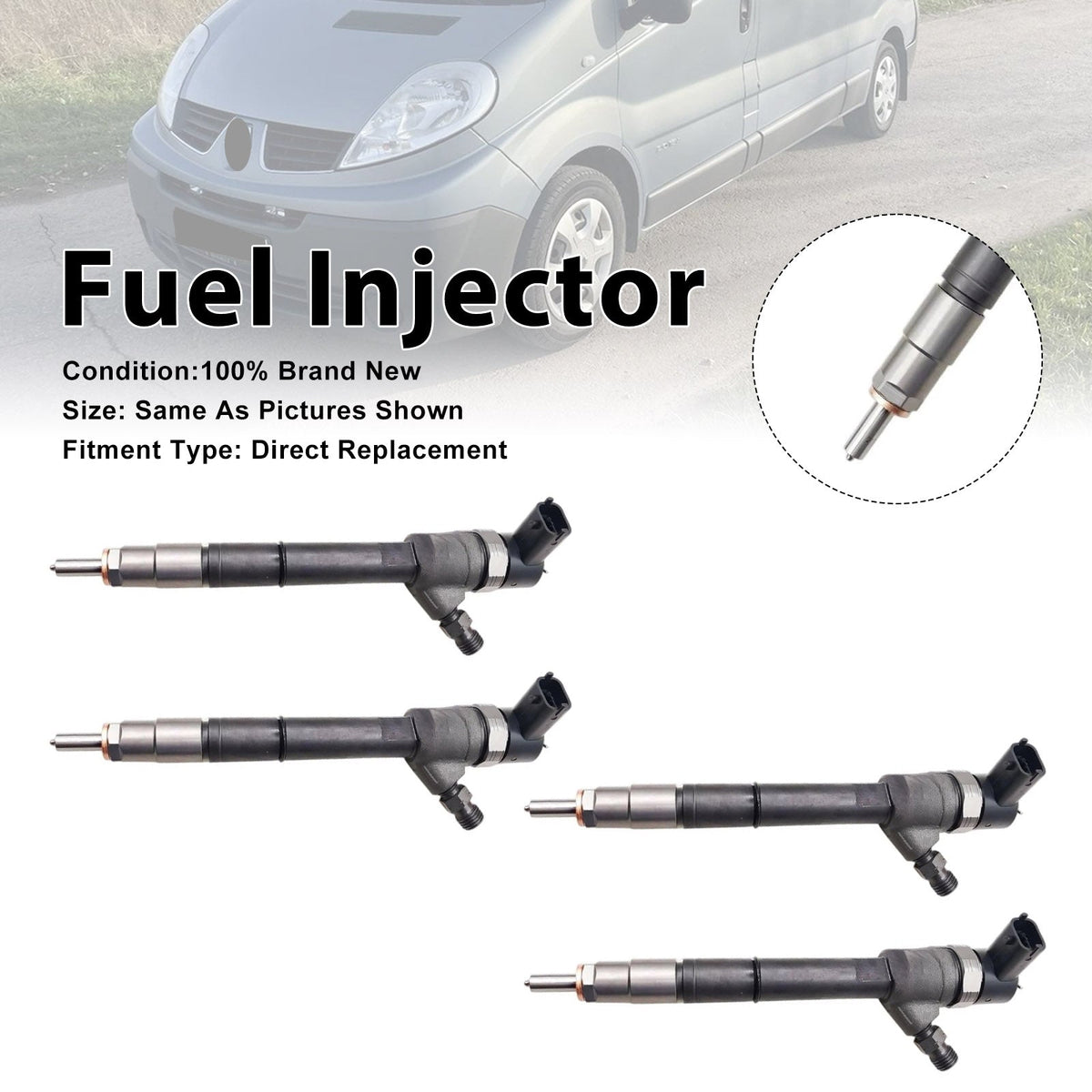 Injecteurs de carburant (4 pièces) pour Opel Vivaro 2.0L, référence 0445110338