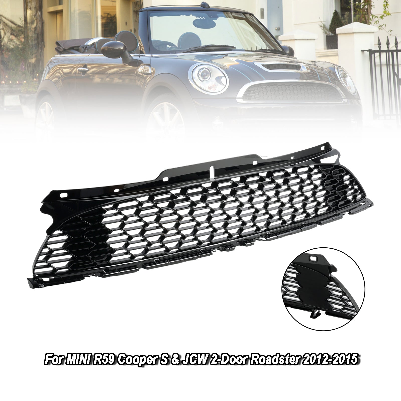 Grille de pare-chocs avant noire brillante pour MINI R56 Cooper S et JCW 3 portes à hayon 2007-2013