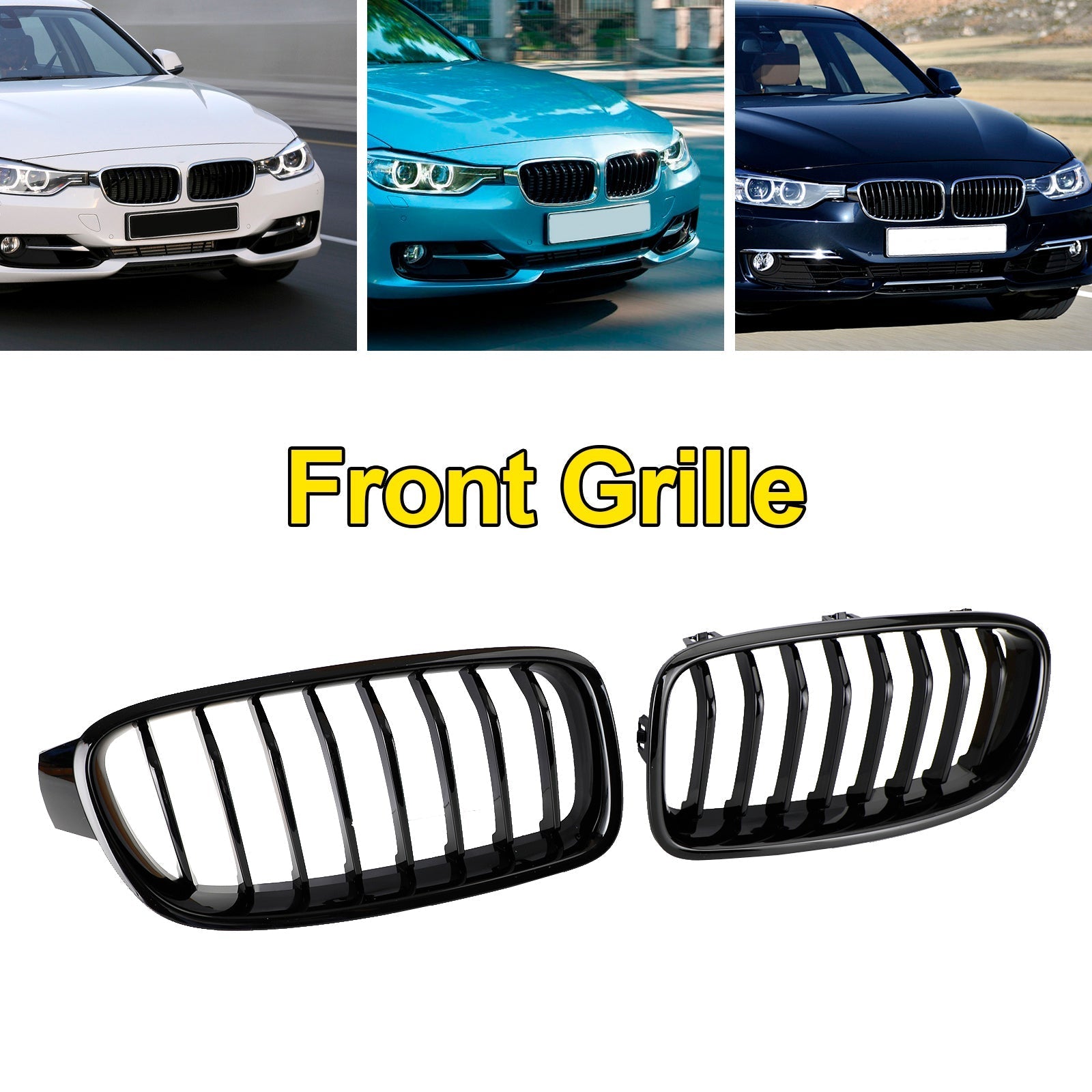 BMW 3 Series F30/F31/F35 (2012-2019) Gloss Black Front Kidney Grill