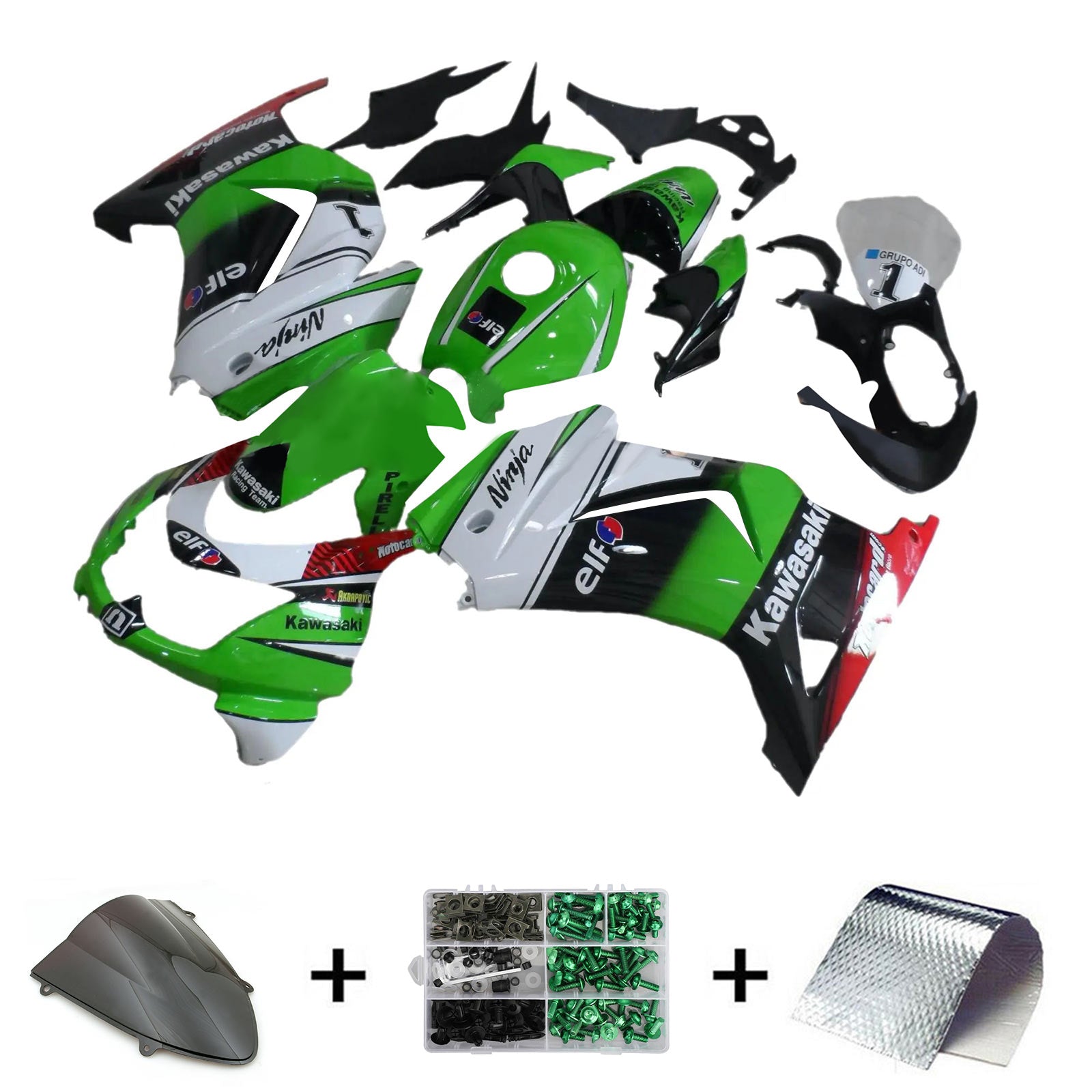 KAWASAKI Injekcijski komplet EX250 Ninja250R 2008-2012, ABS Plastic Karoserija