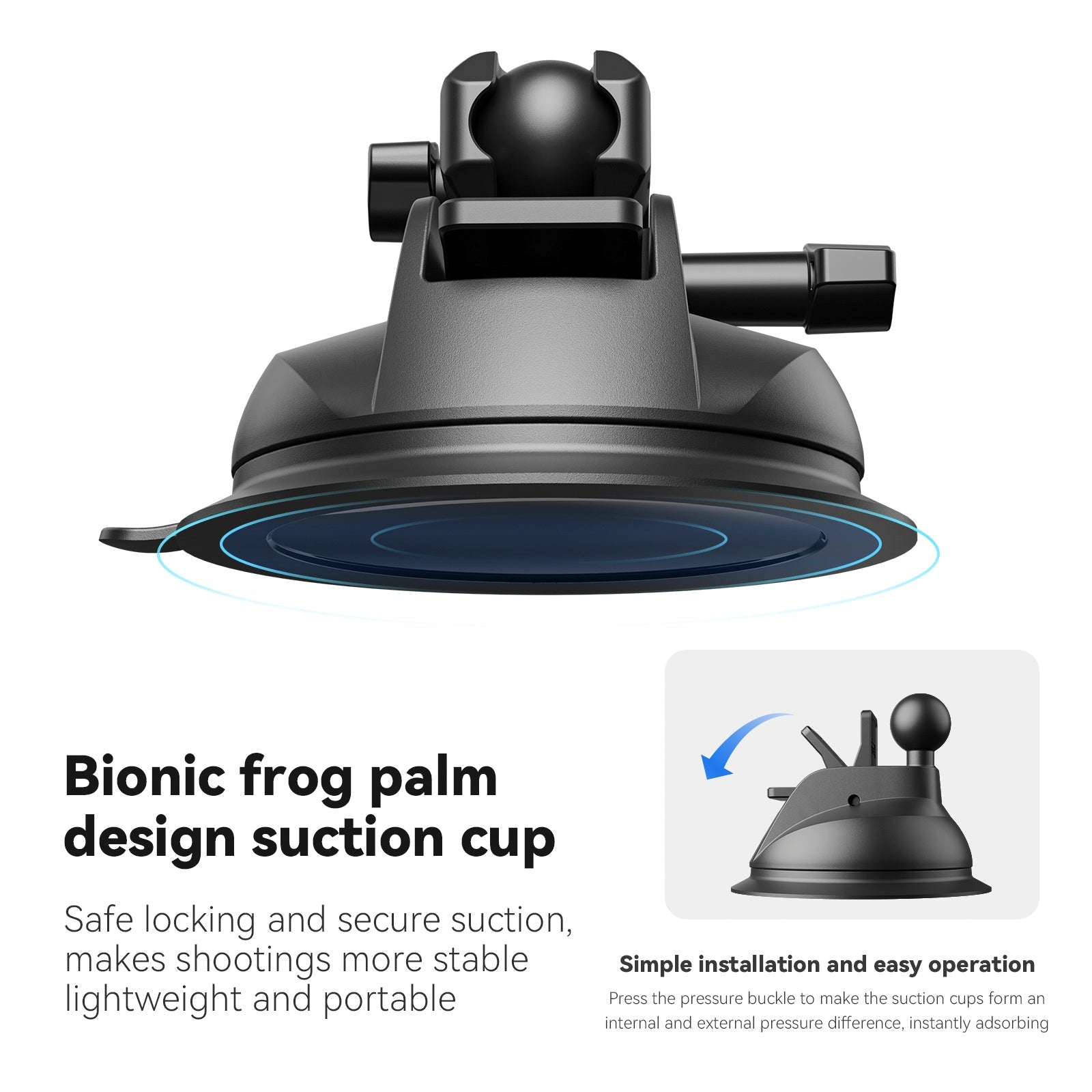 Support ventouse universel léger et robuste pour DJI GoPro 13/Insta 360 Go3